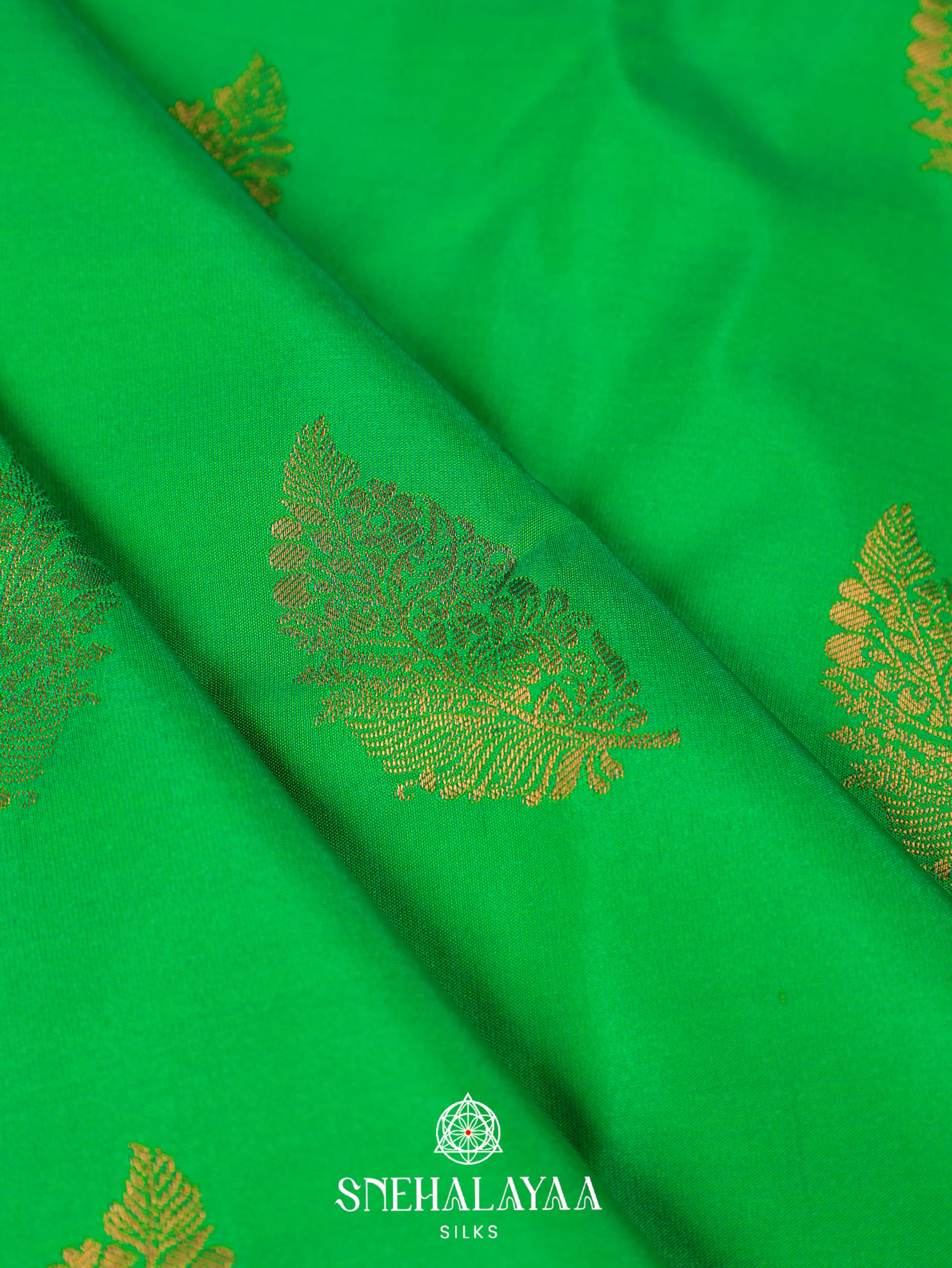 Parrot Green Art Silk Saree
