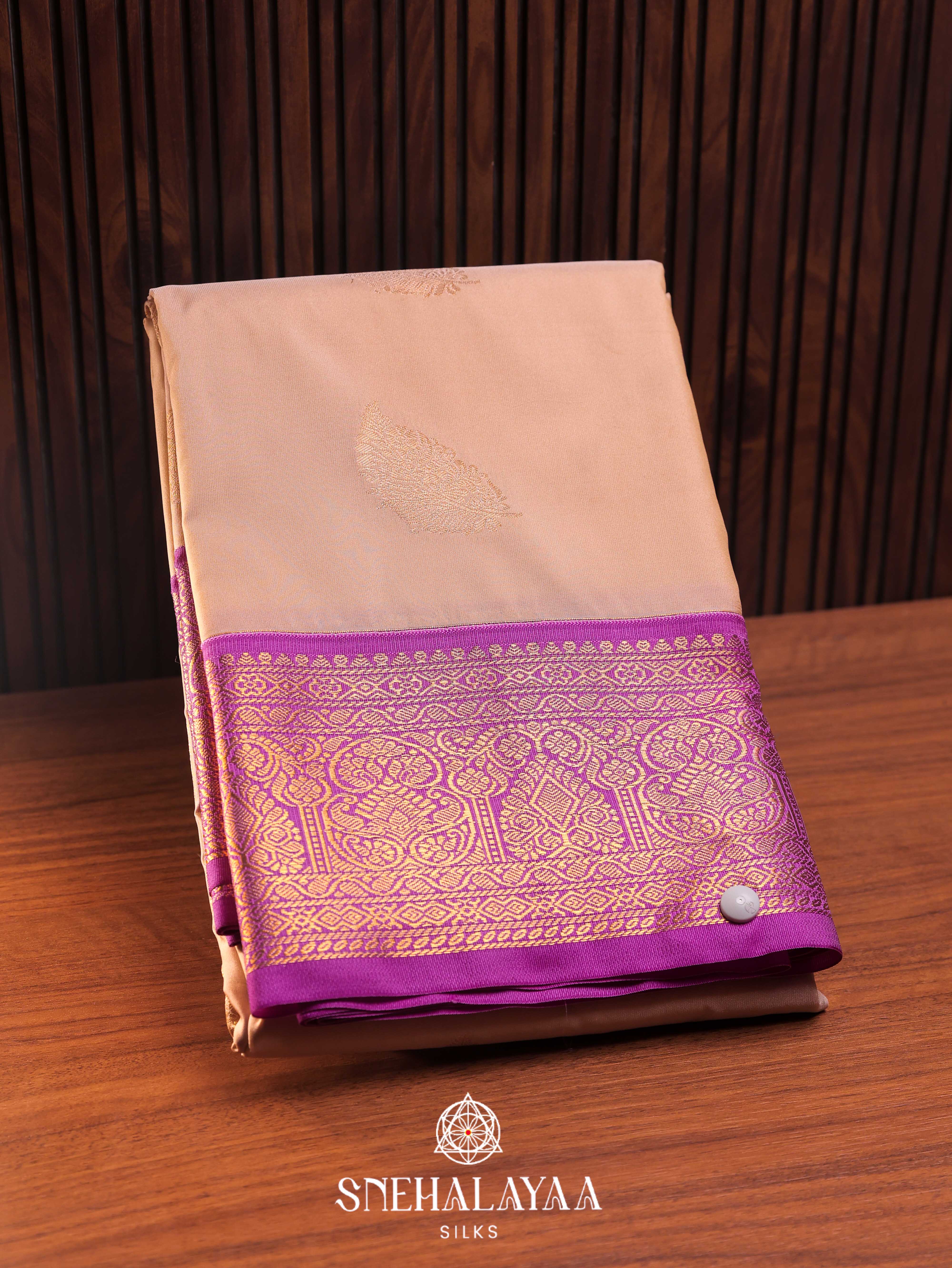 Cream Art Silk Saree