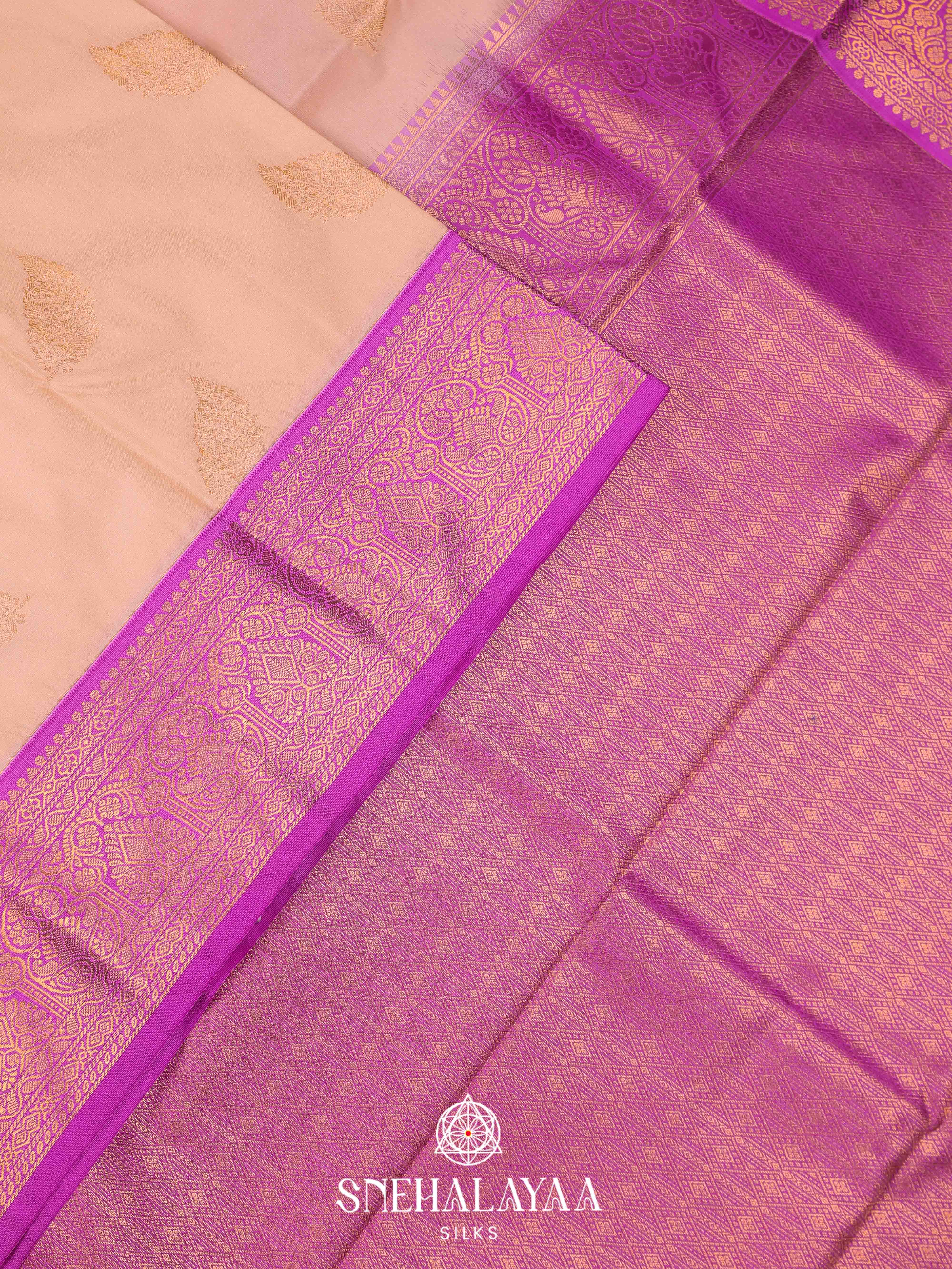 Cream Art Silk Saree