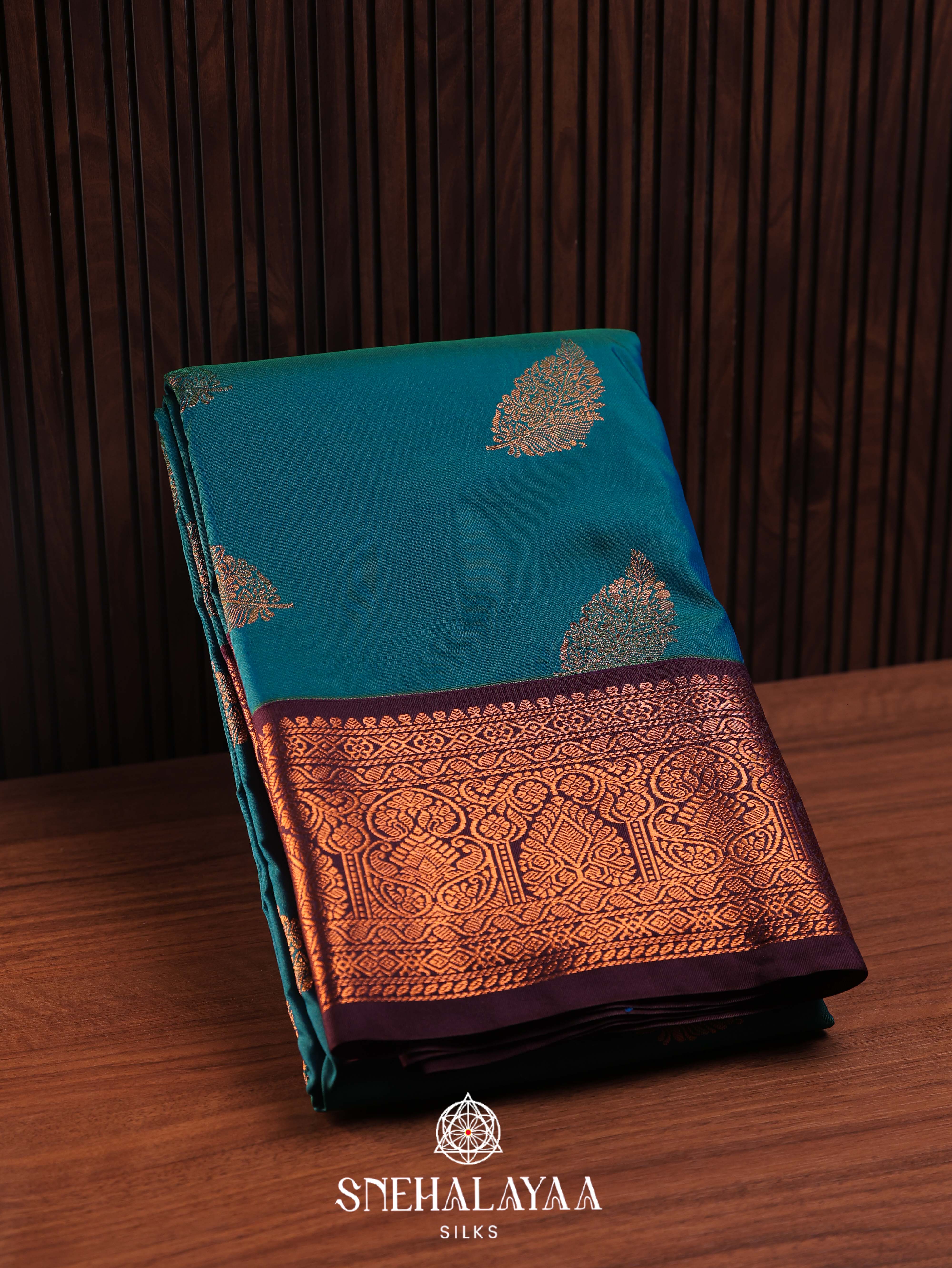 Teal Blue Art Silk Saree