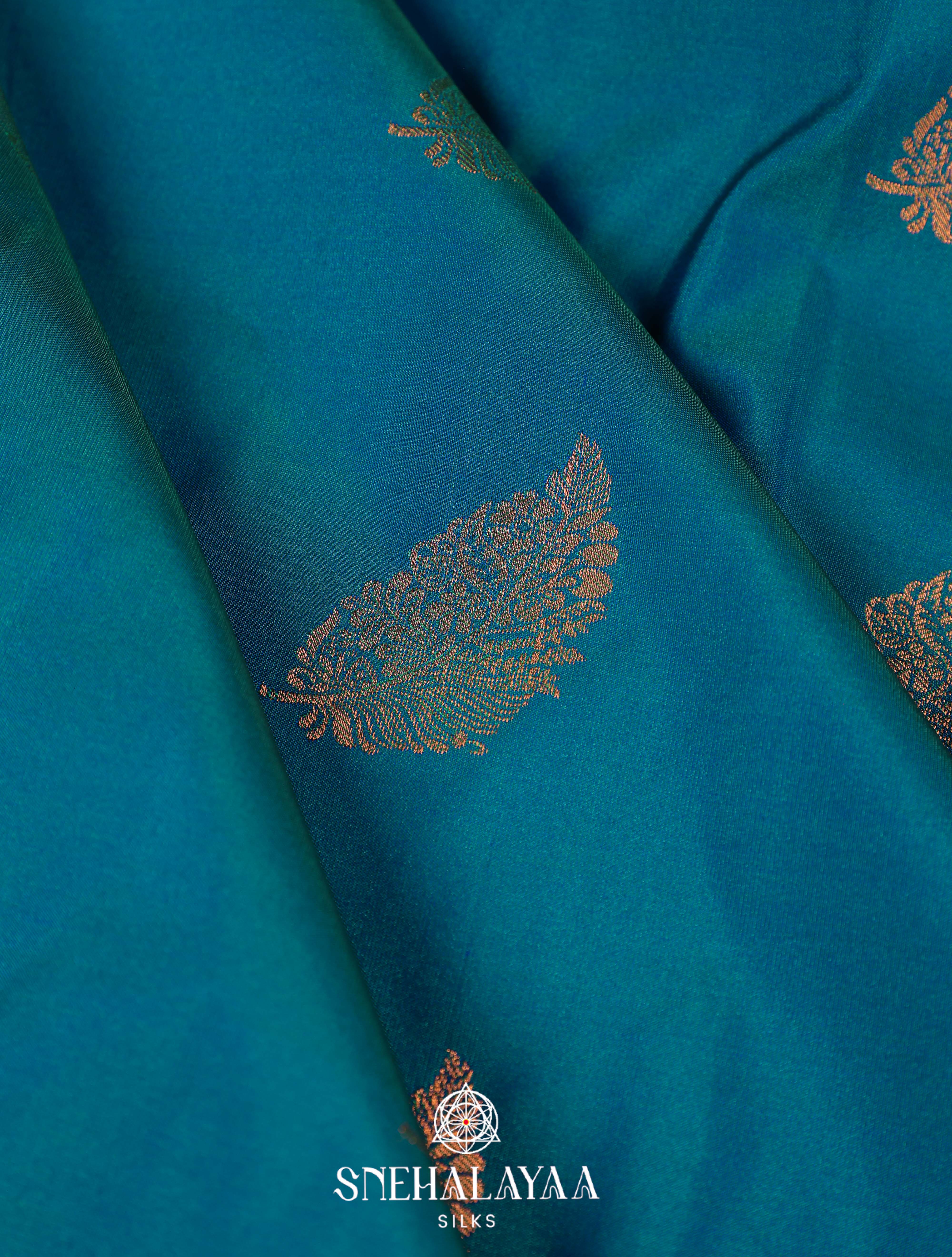 Teal Blue Art Silk Saree