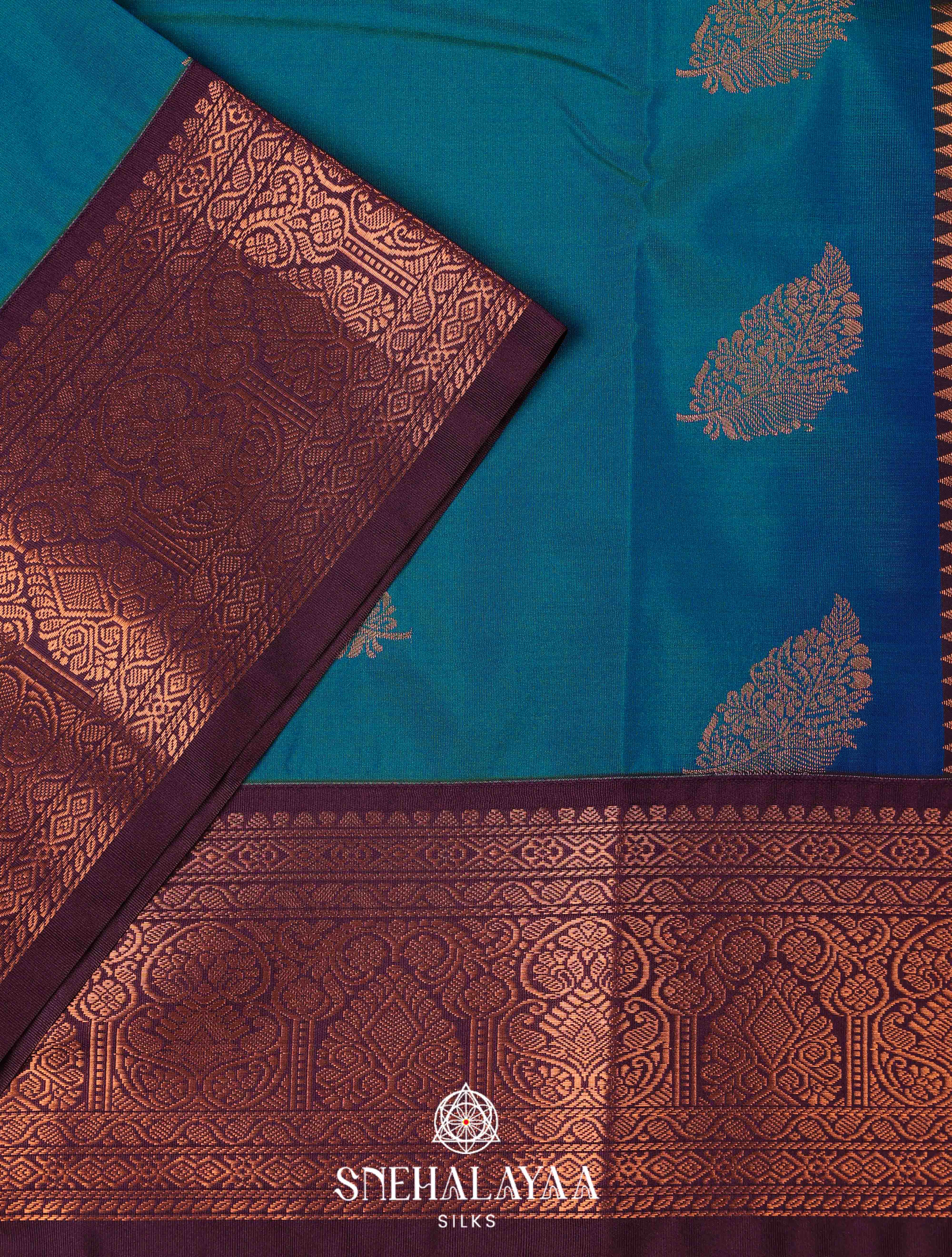Teal Blue Art Silk Saree