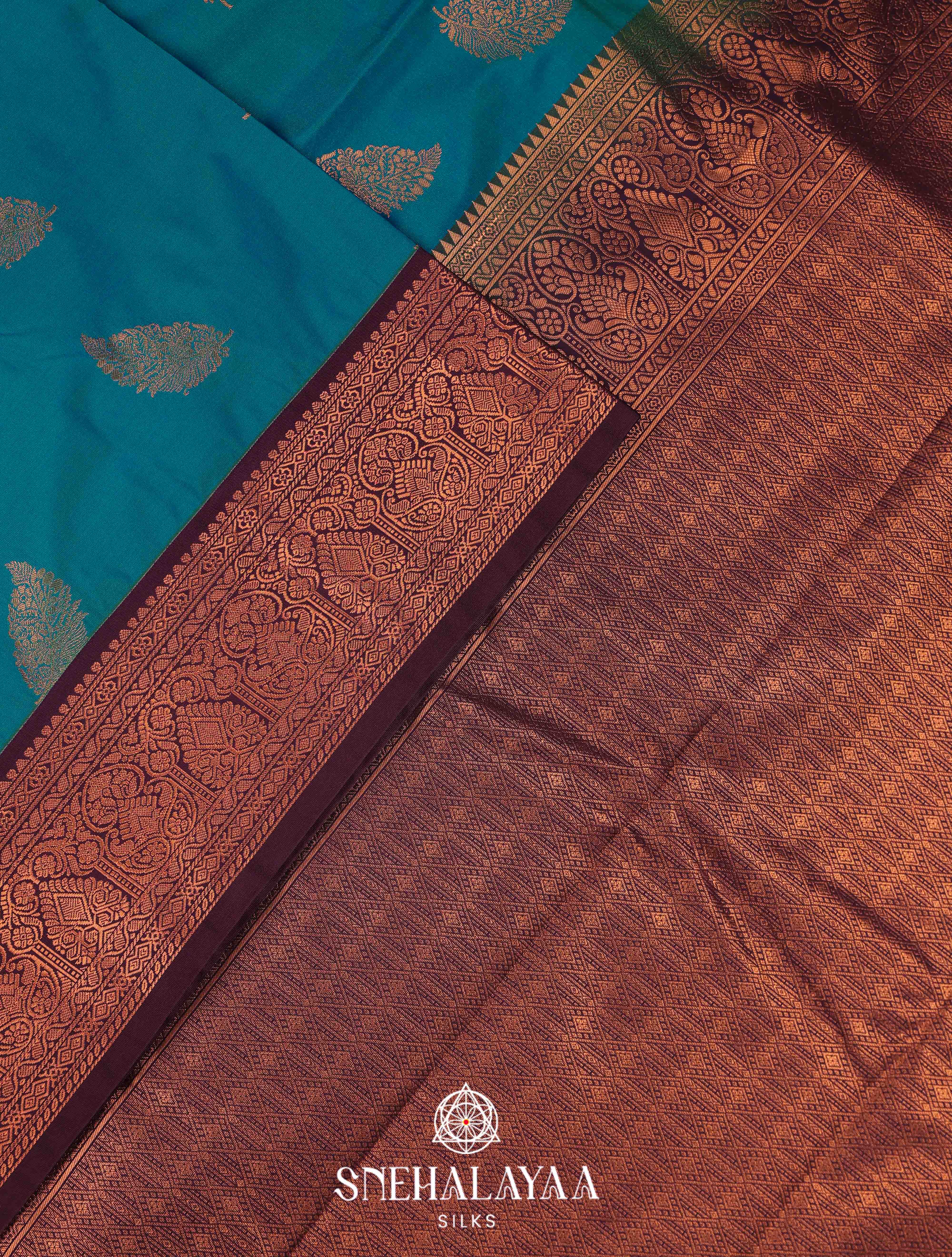 Teal Blue Art Silk Saree