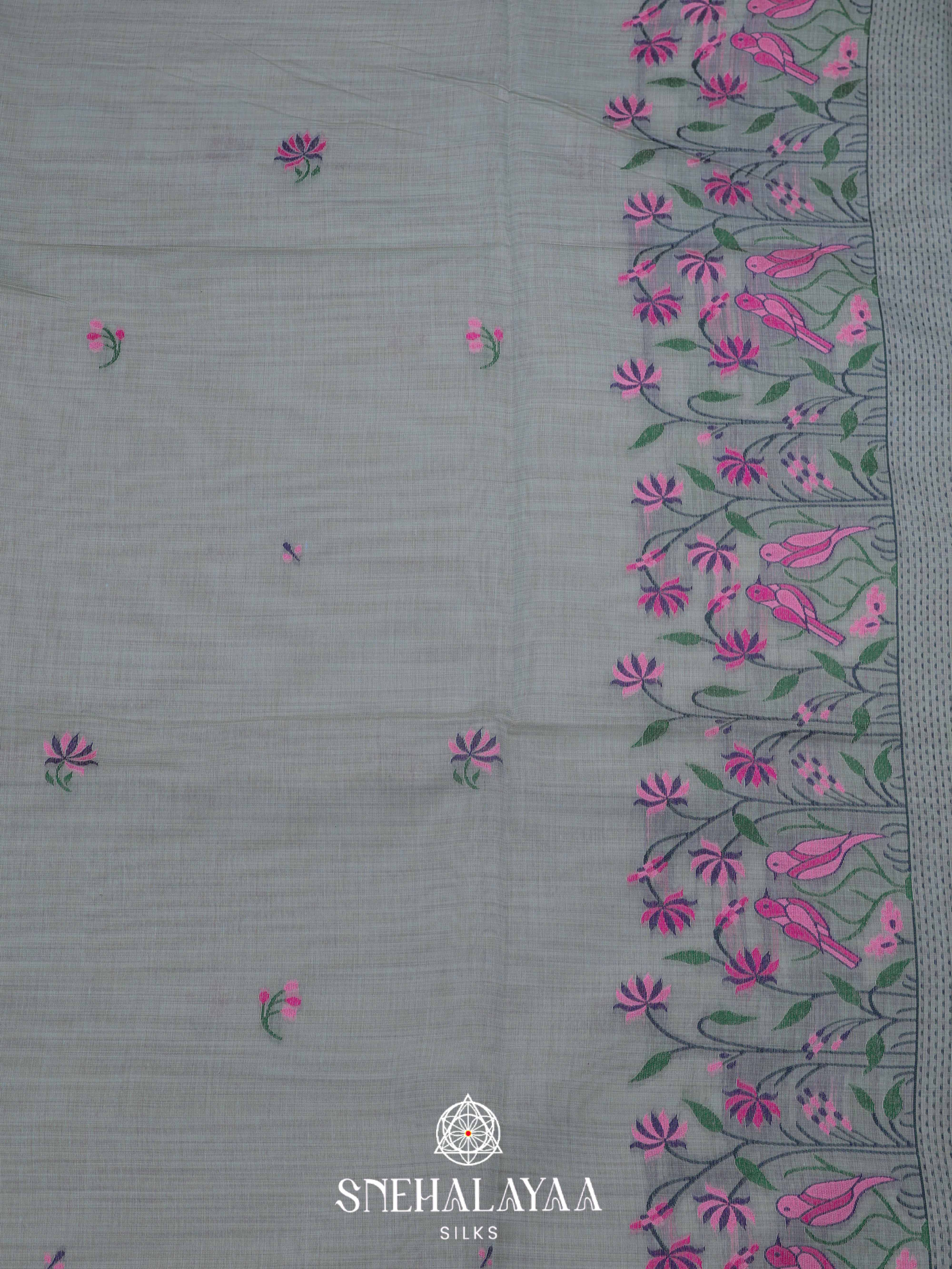 Grey  Munga Cotton Saree