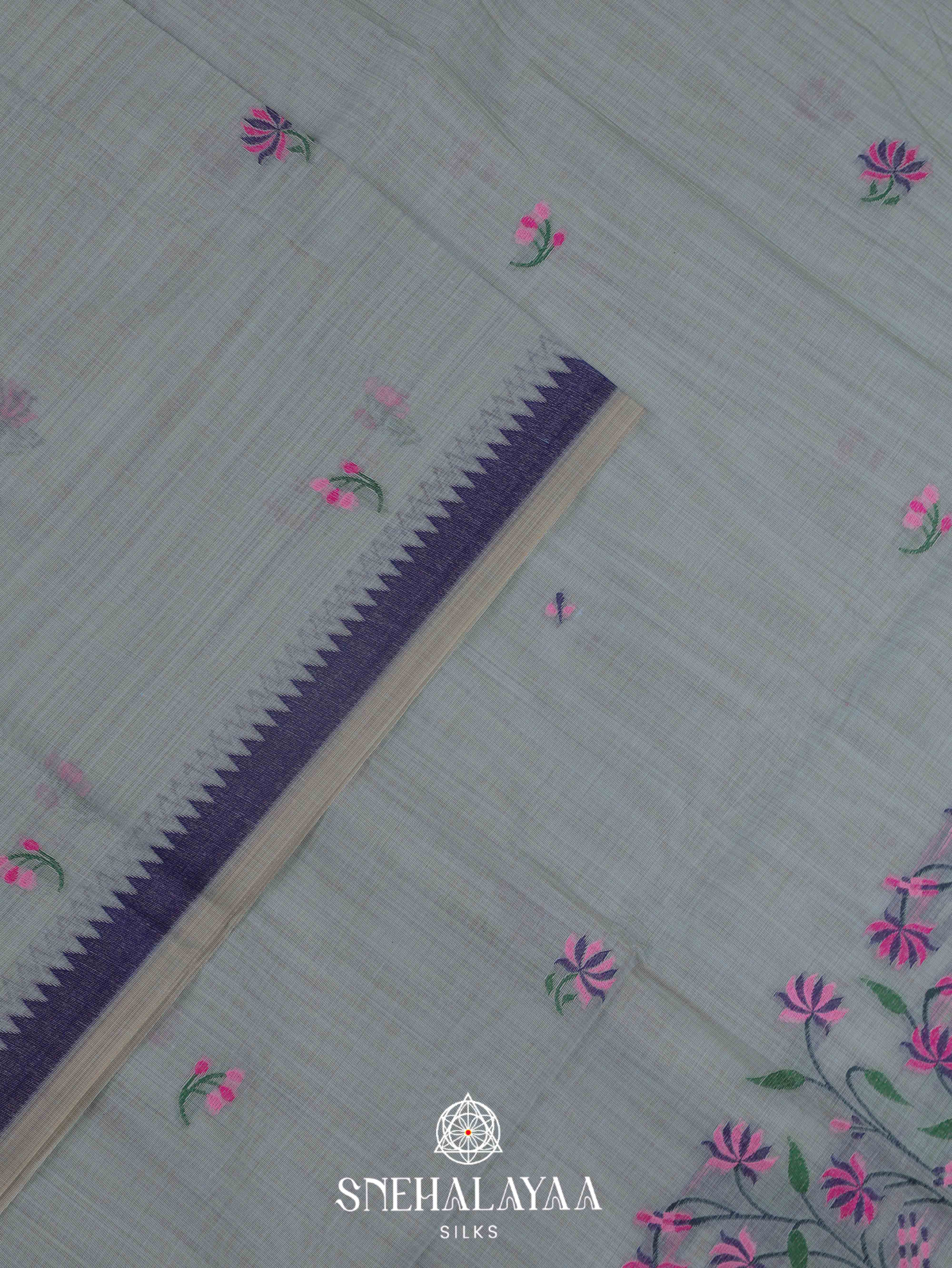 Grey  Munga Cotton Saree