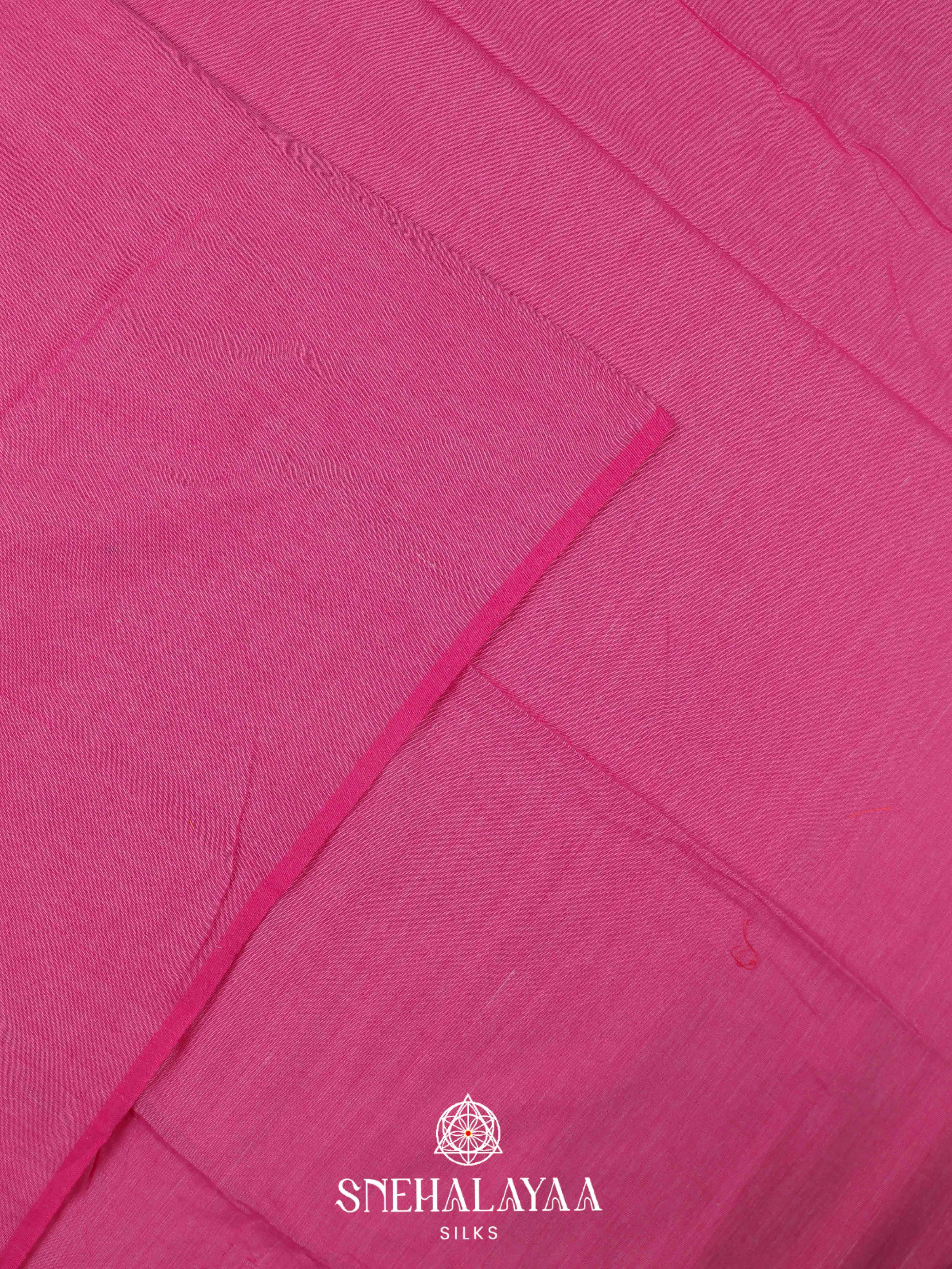Pink Khadi Cotton Saree