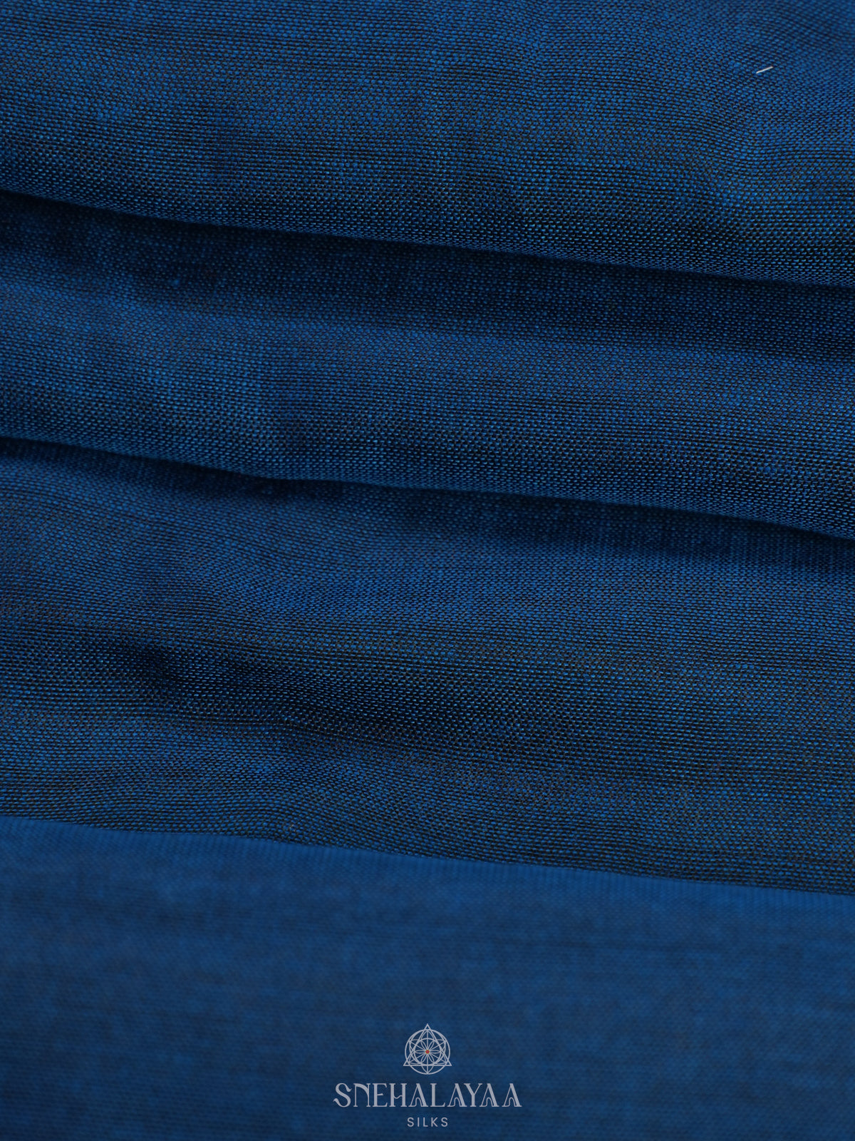 Blue Khadi Cotton Saree With Cotton Blouse