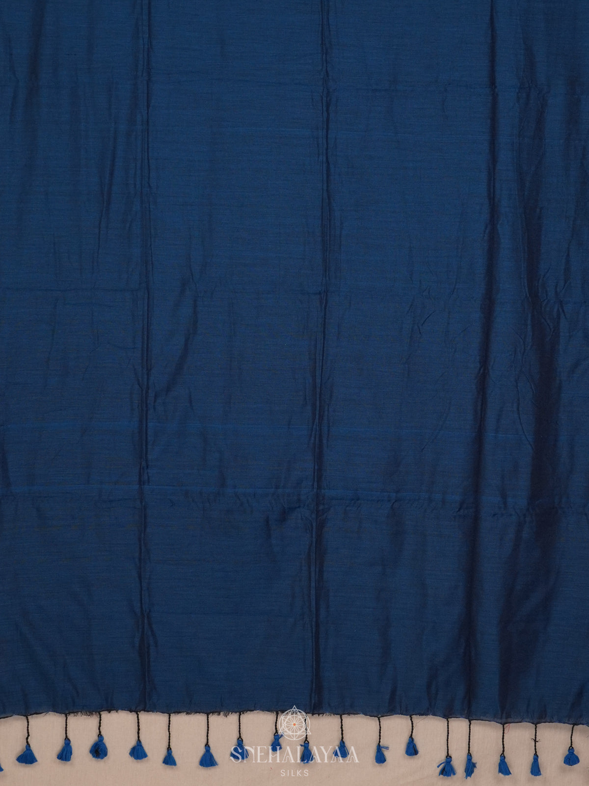Blue Khadi Cotton Saree With Cotton Blouse