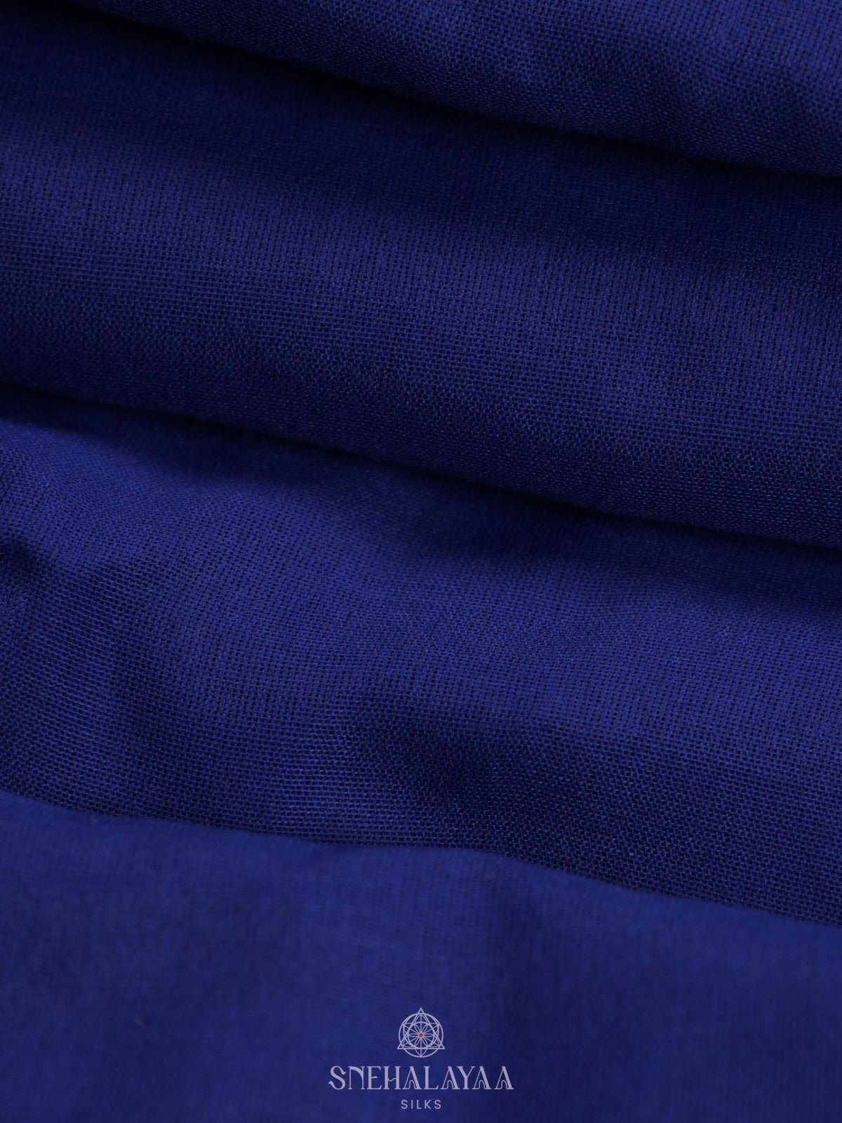 Navy Blue Khadi Cotton Saree With Cotton Blouse