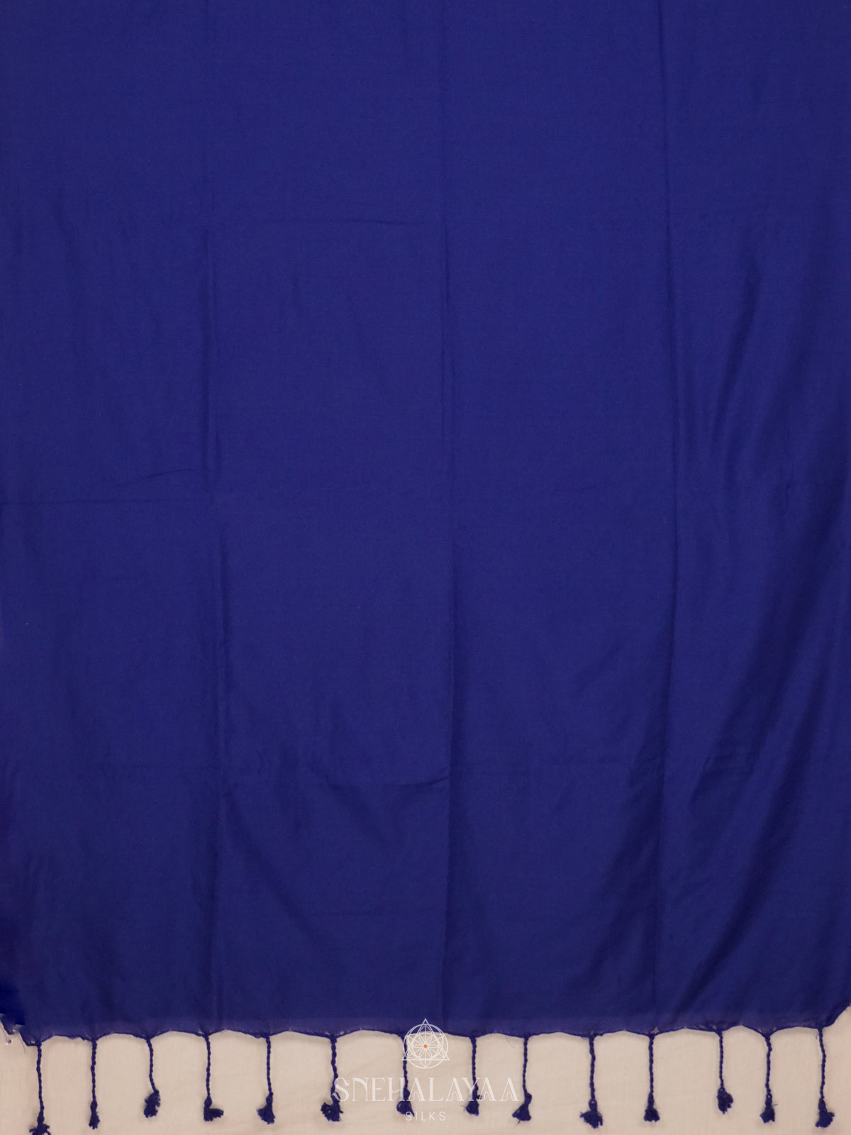 Navy Blue Khadi Cotton Saree With Cotton Blouse