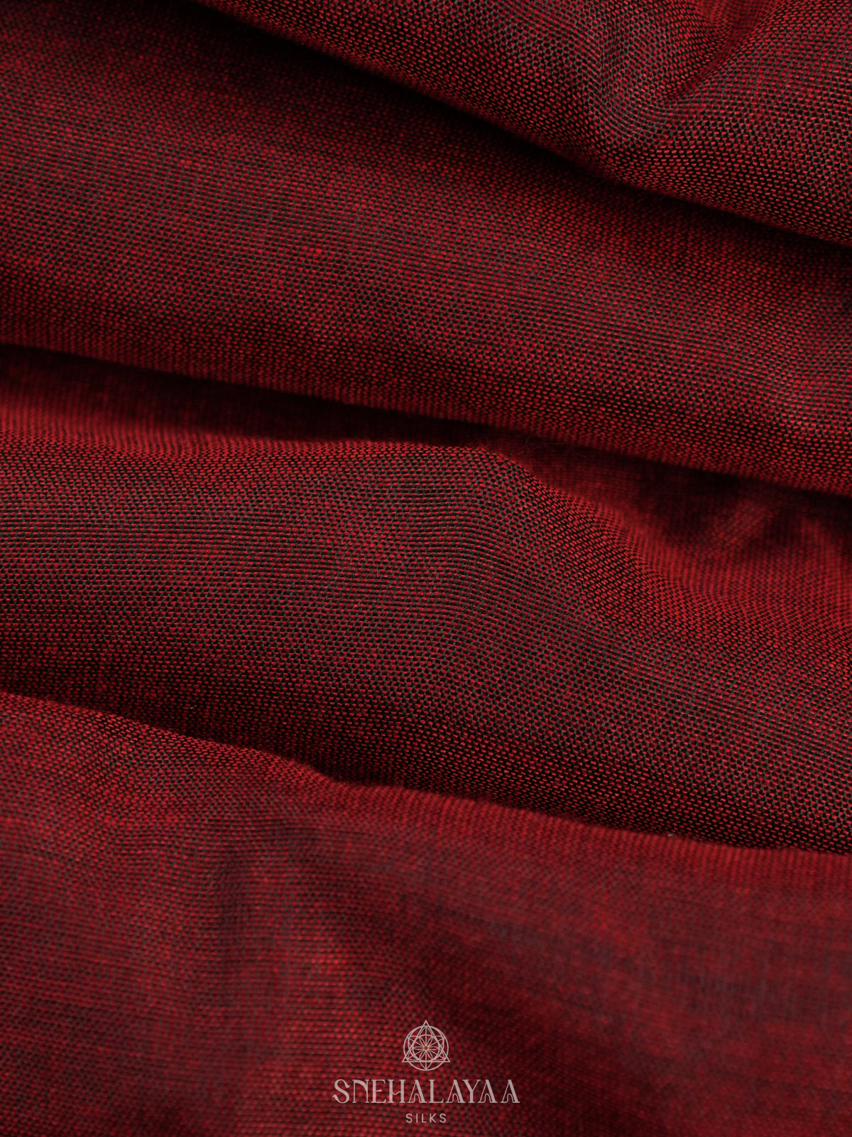 Maroon Khadi Cotton Saree With Cotton Blouse