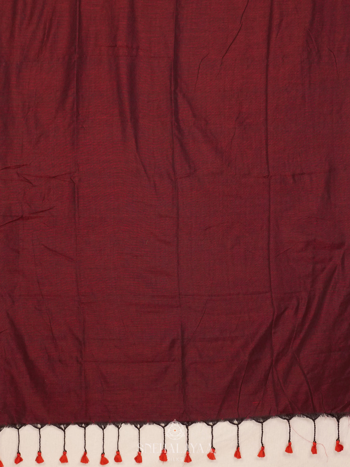 Maroon Khadi Cotton Saree With Cotton Blouse