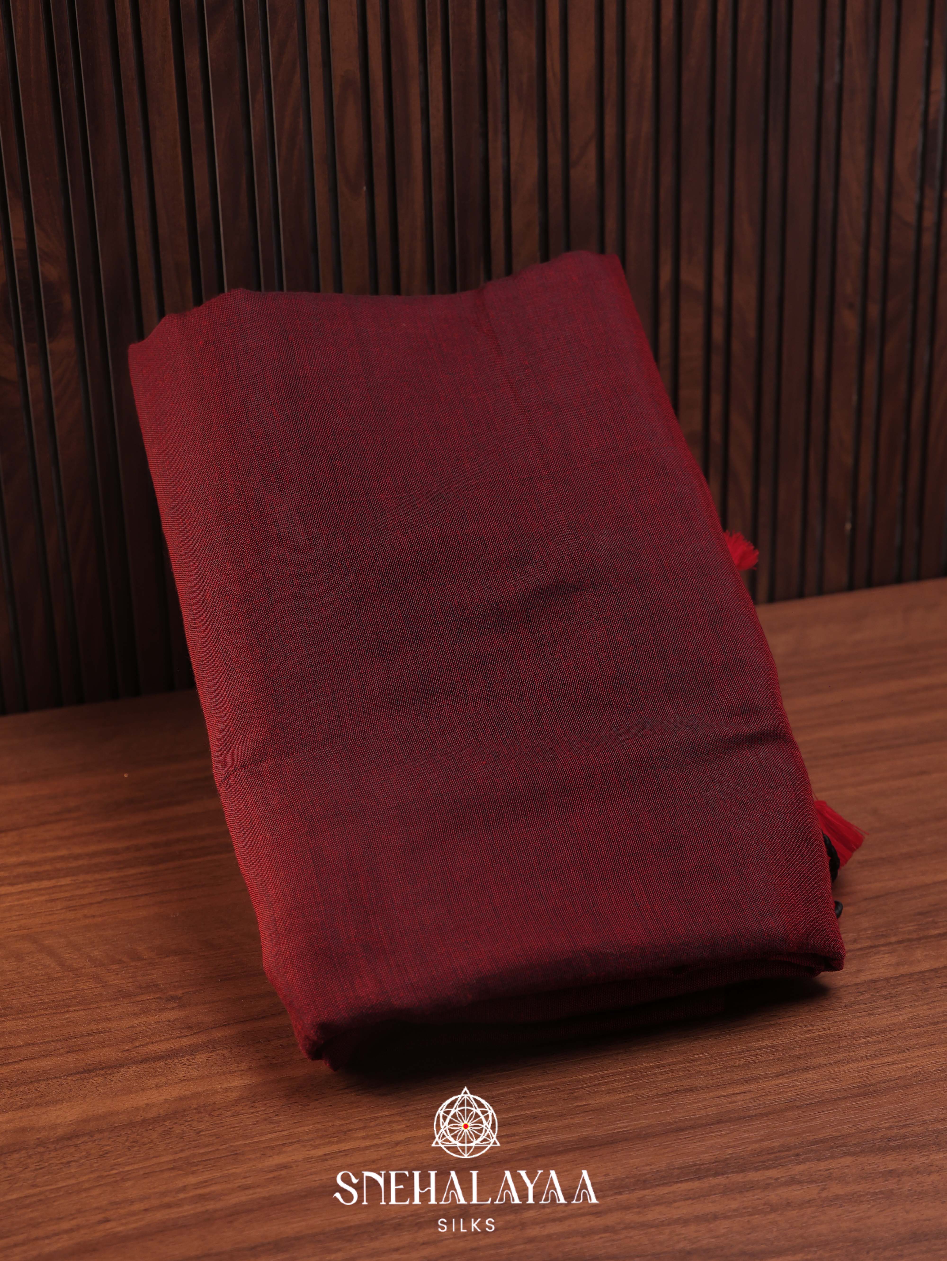 Maroon Khadi Cotton Saree