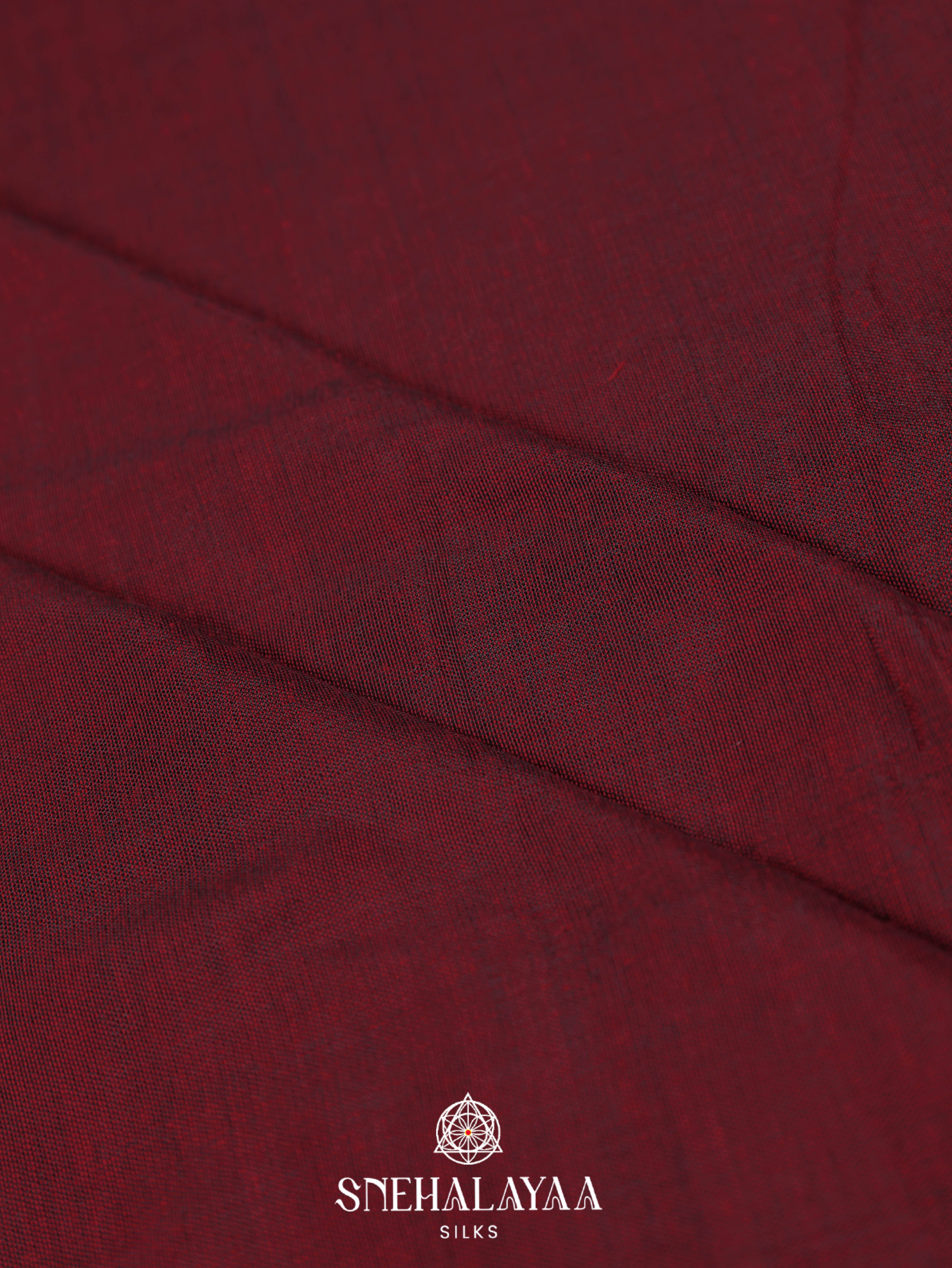 Maroon Khadi Cotton Saree