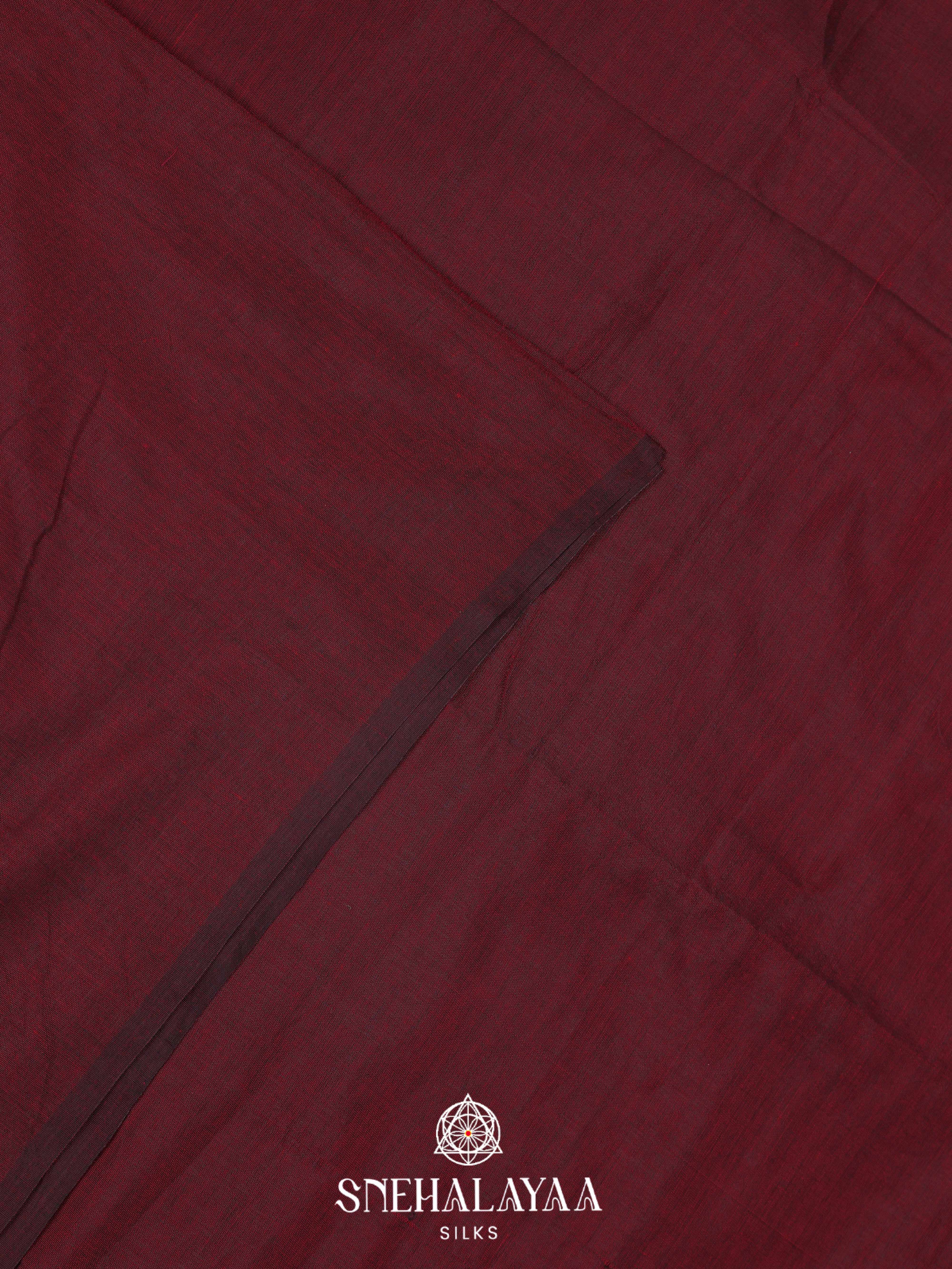 Maroon Khadi Cotton Saree