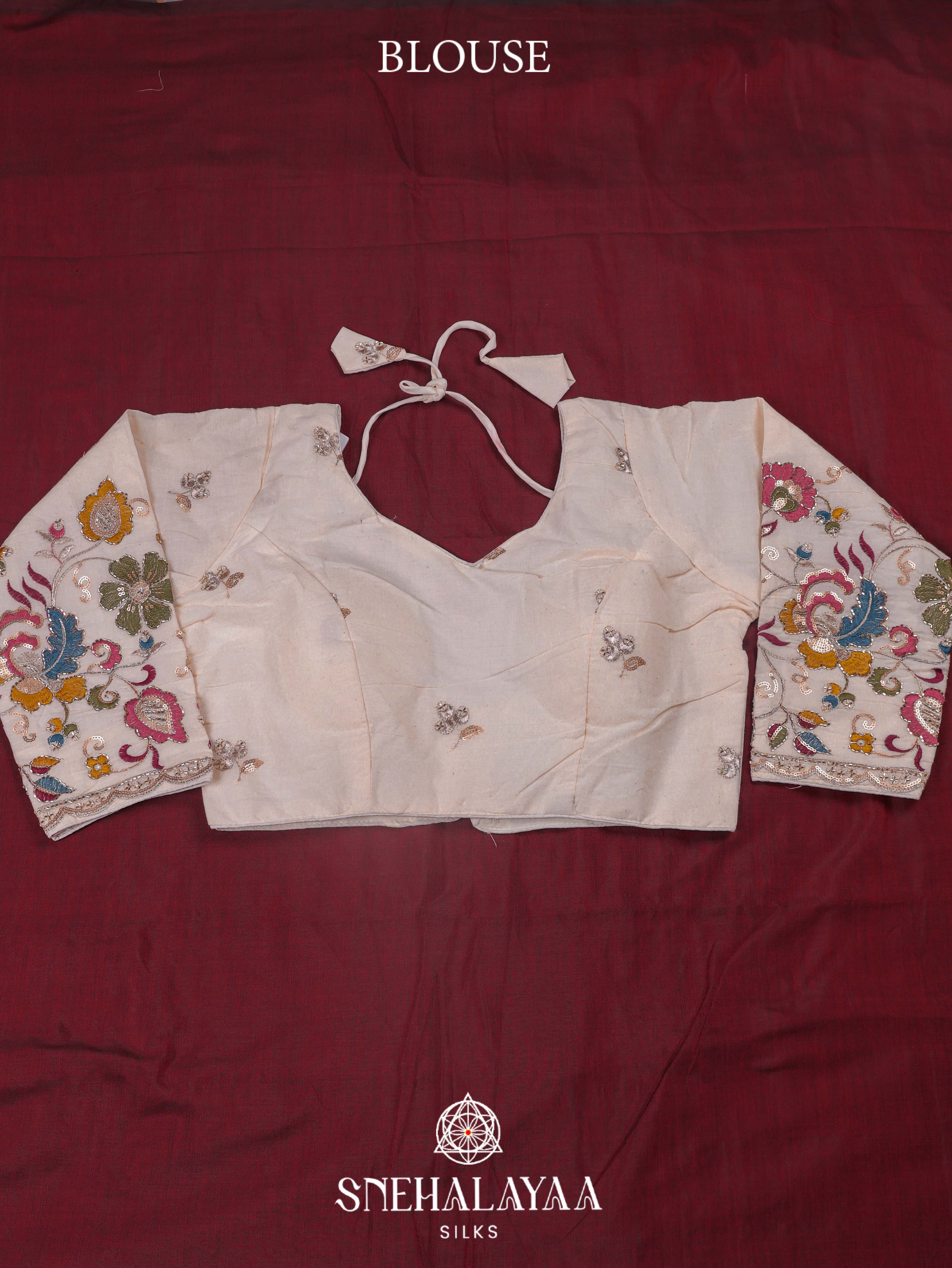 Maroon Khadi Cotton Saree