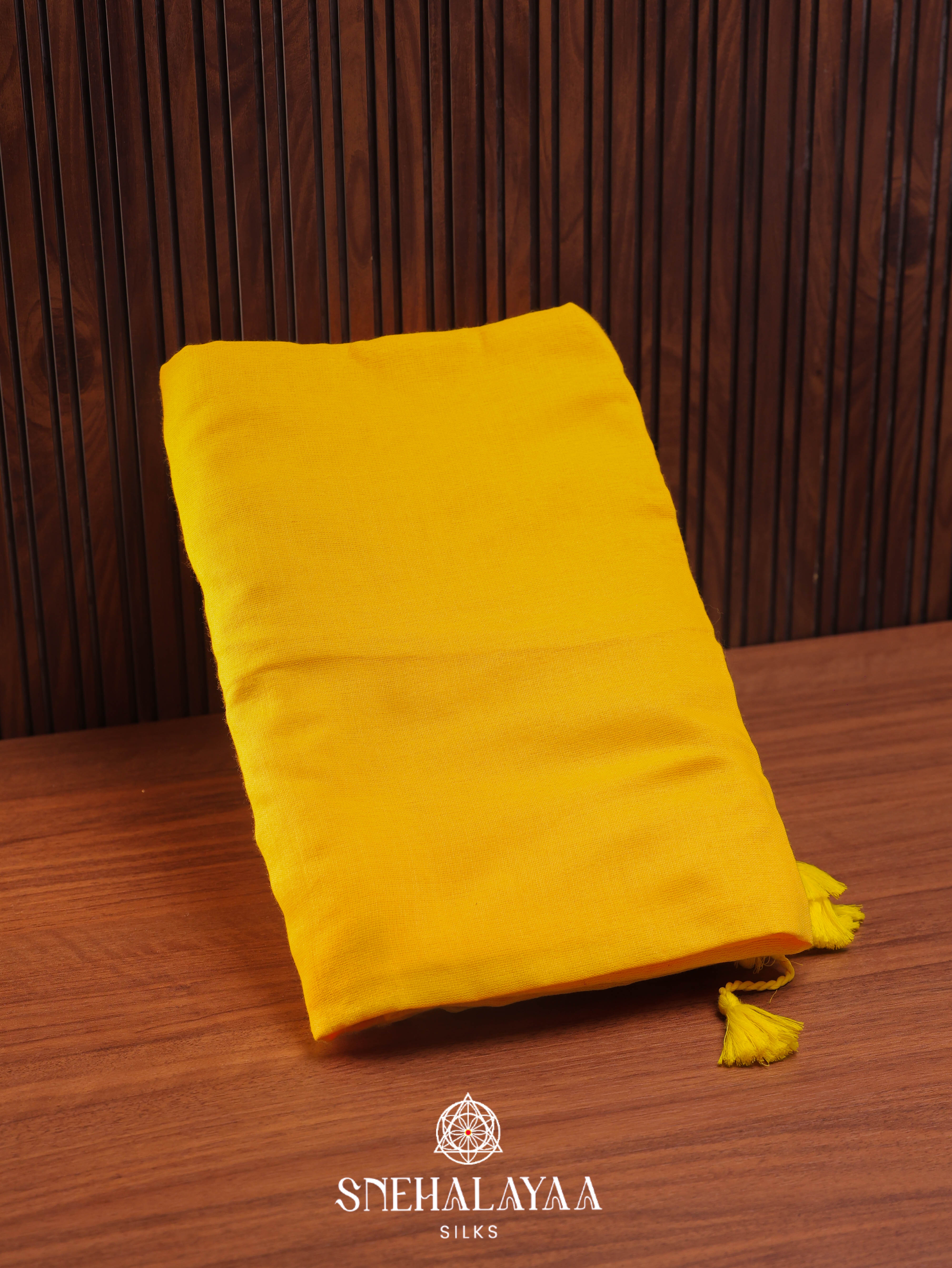 Yellow  Khadi Cotton Saree