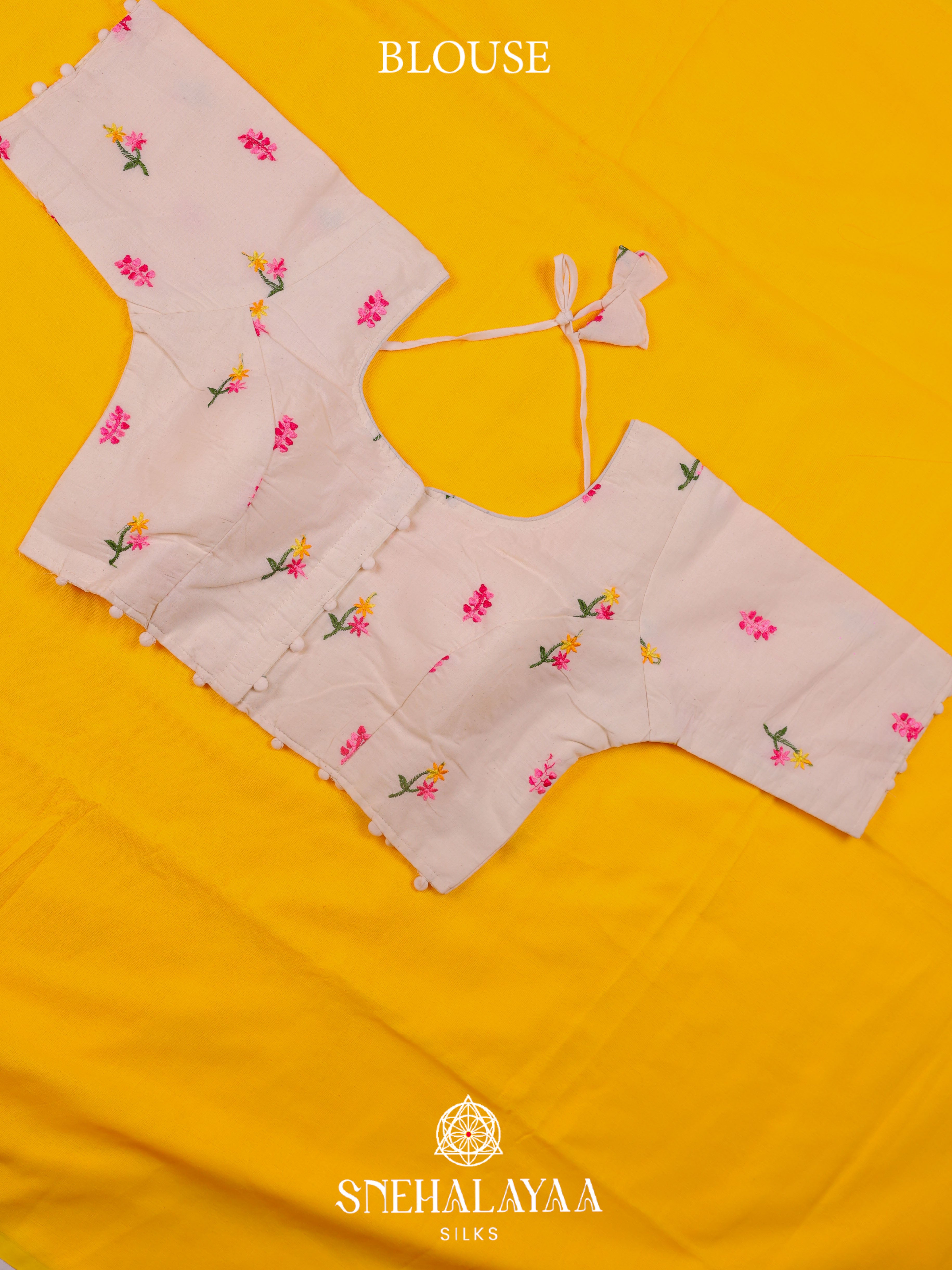 Yellow  Khadi Cotton Saree