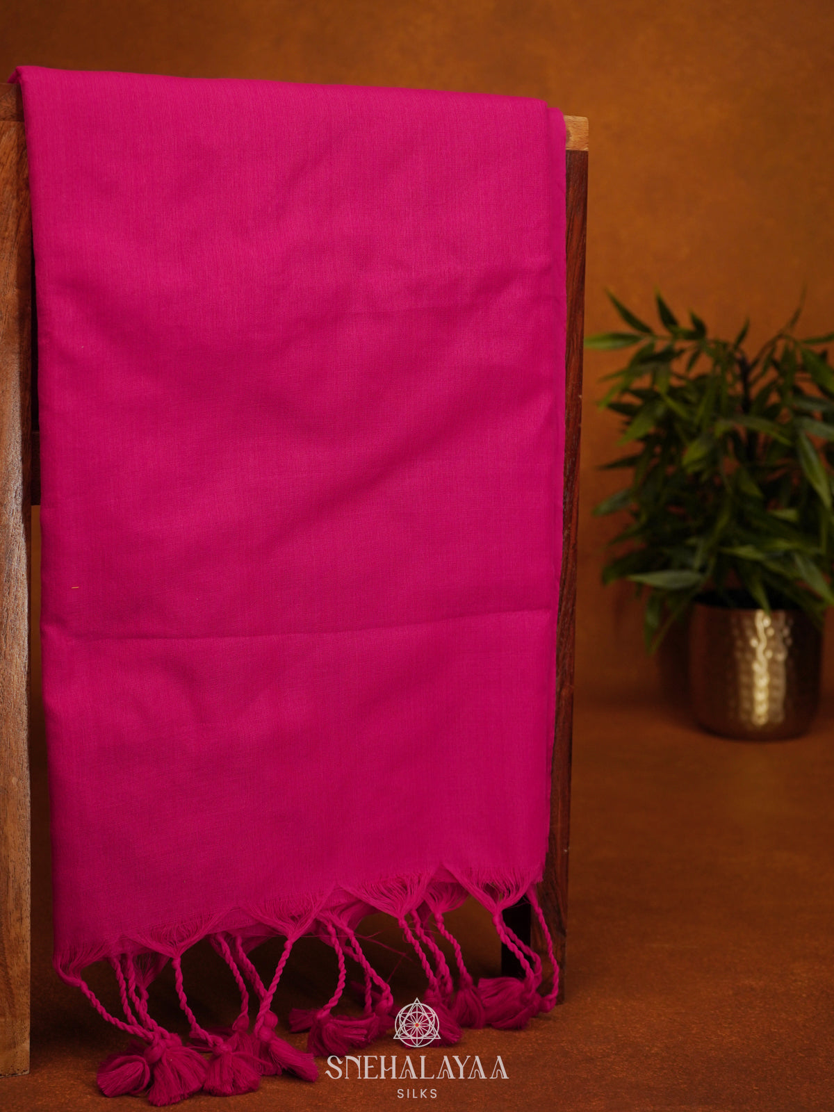 Pink Khadi Cotton Saree With Cotton Blouse
