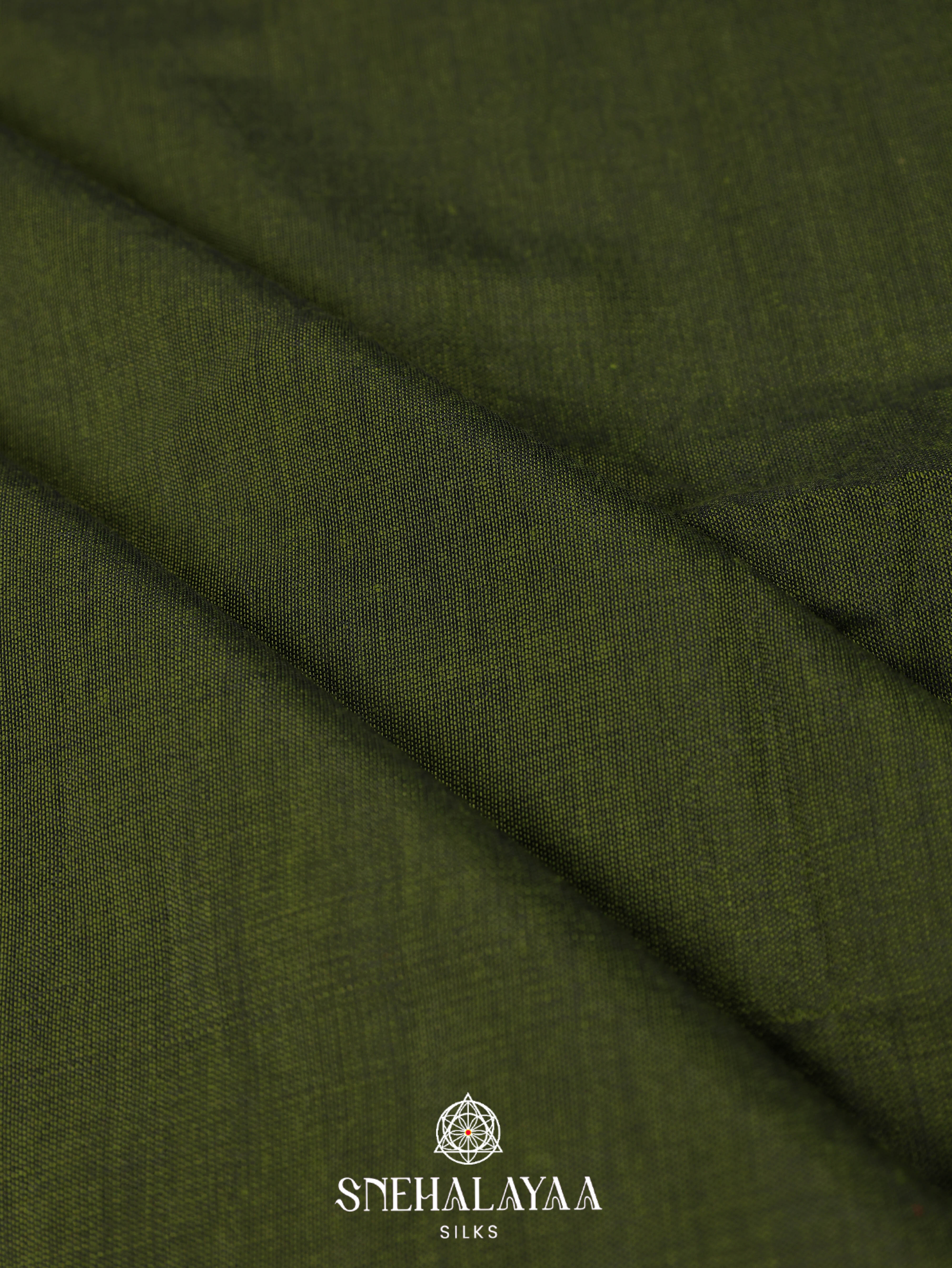 Olive Green Khadi Cotton Saree