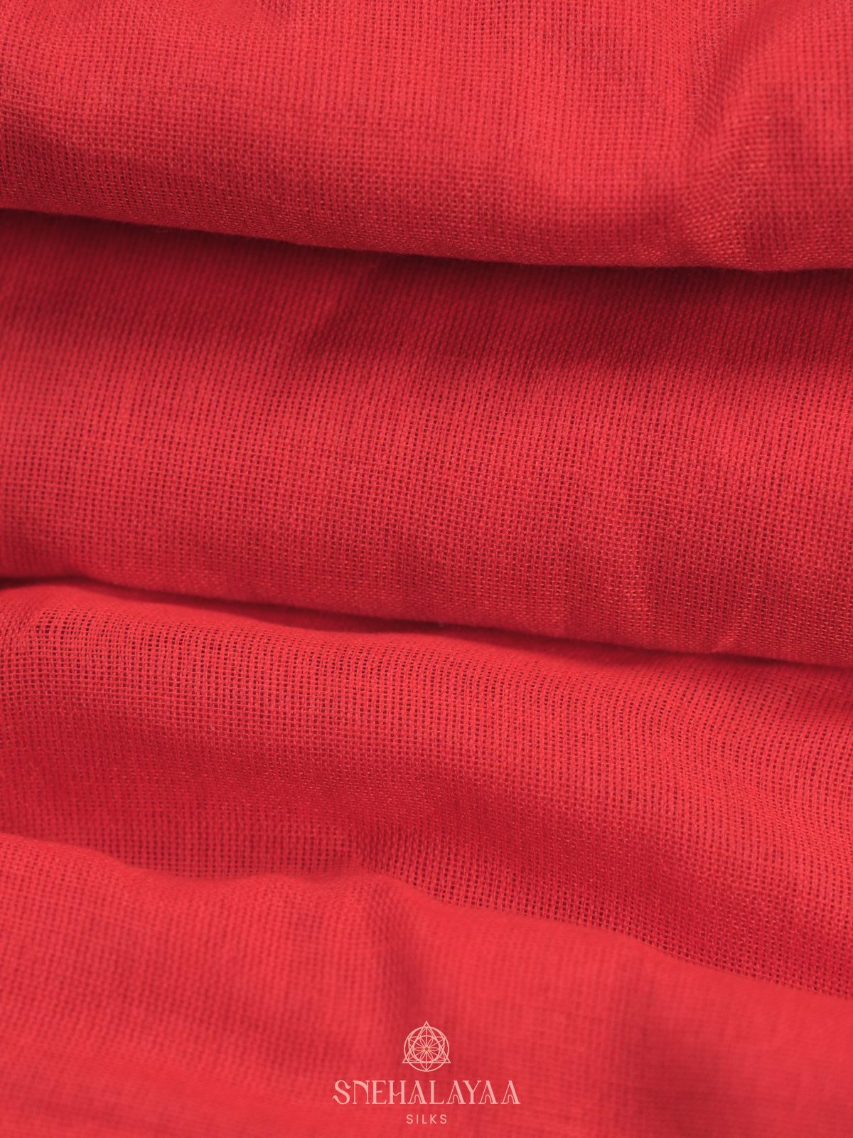 Ruby Red  Khadi Cotton Saree With Cotton Blouse