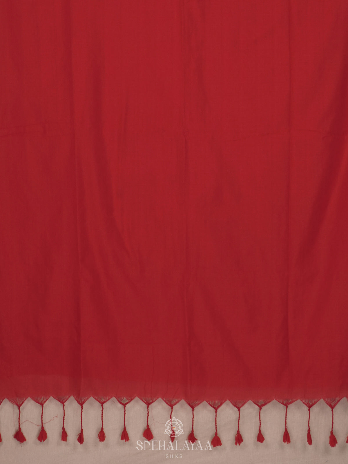 Ruby Red  Khadi Cotton Saree With Cotton Blouse