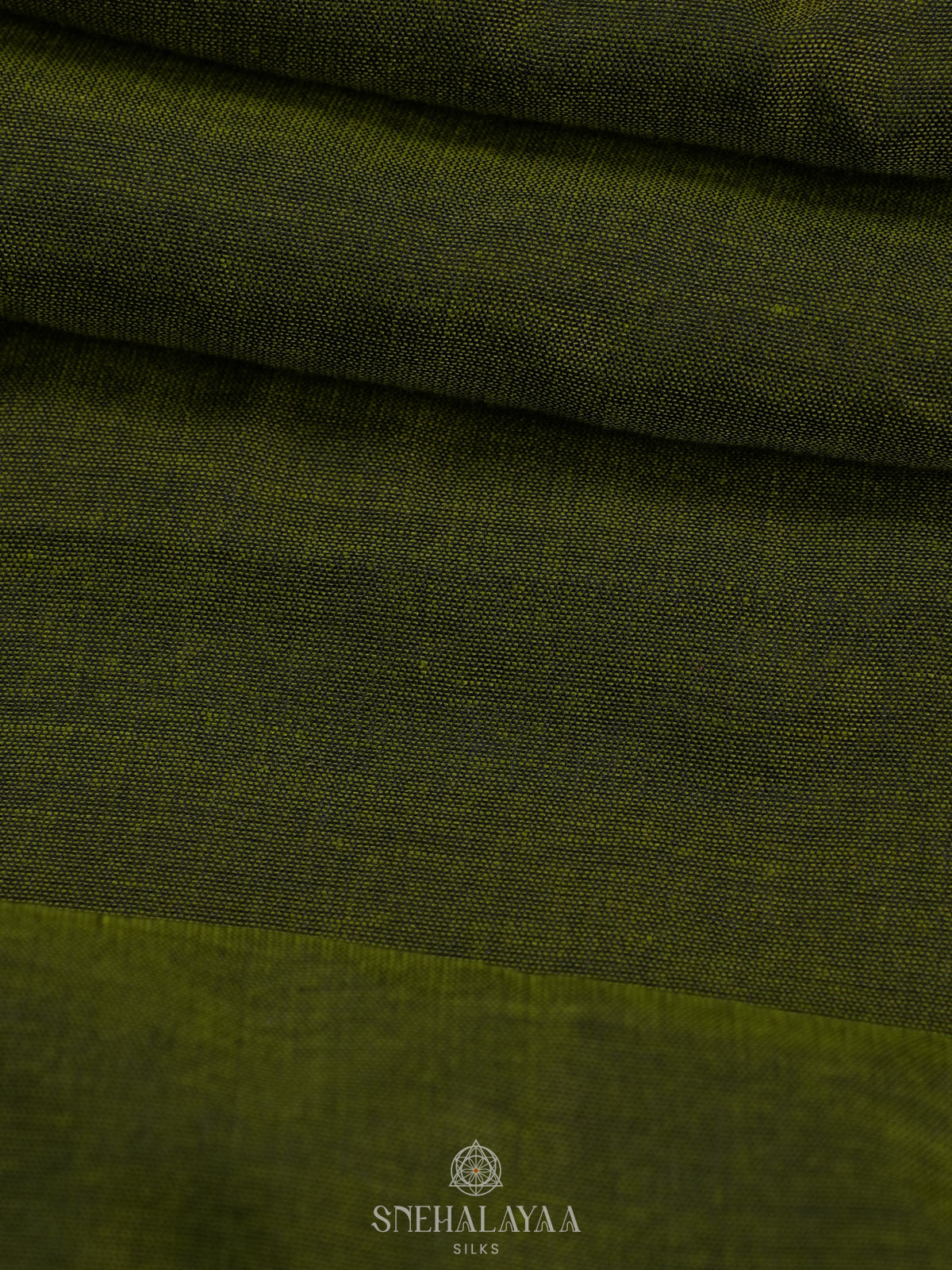 Green Khadi Cotton Saree With Cotton Blouse