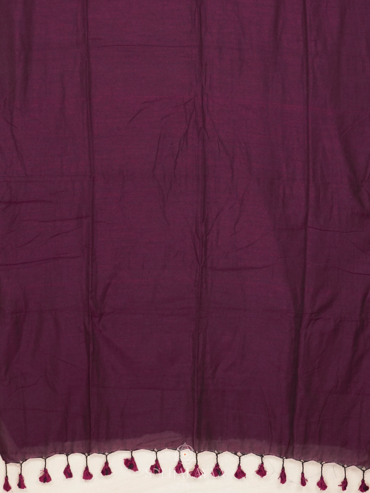 Magenta Khadi Cotton Saree With Cotton Blouse