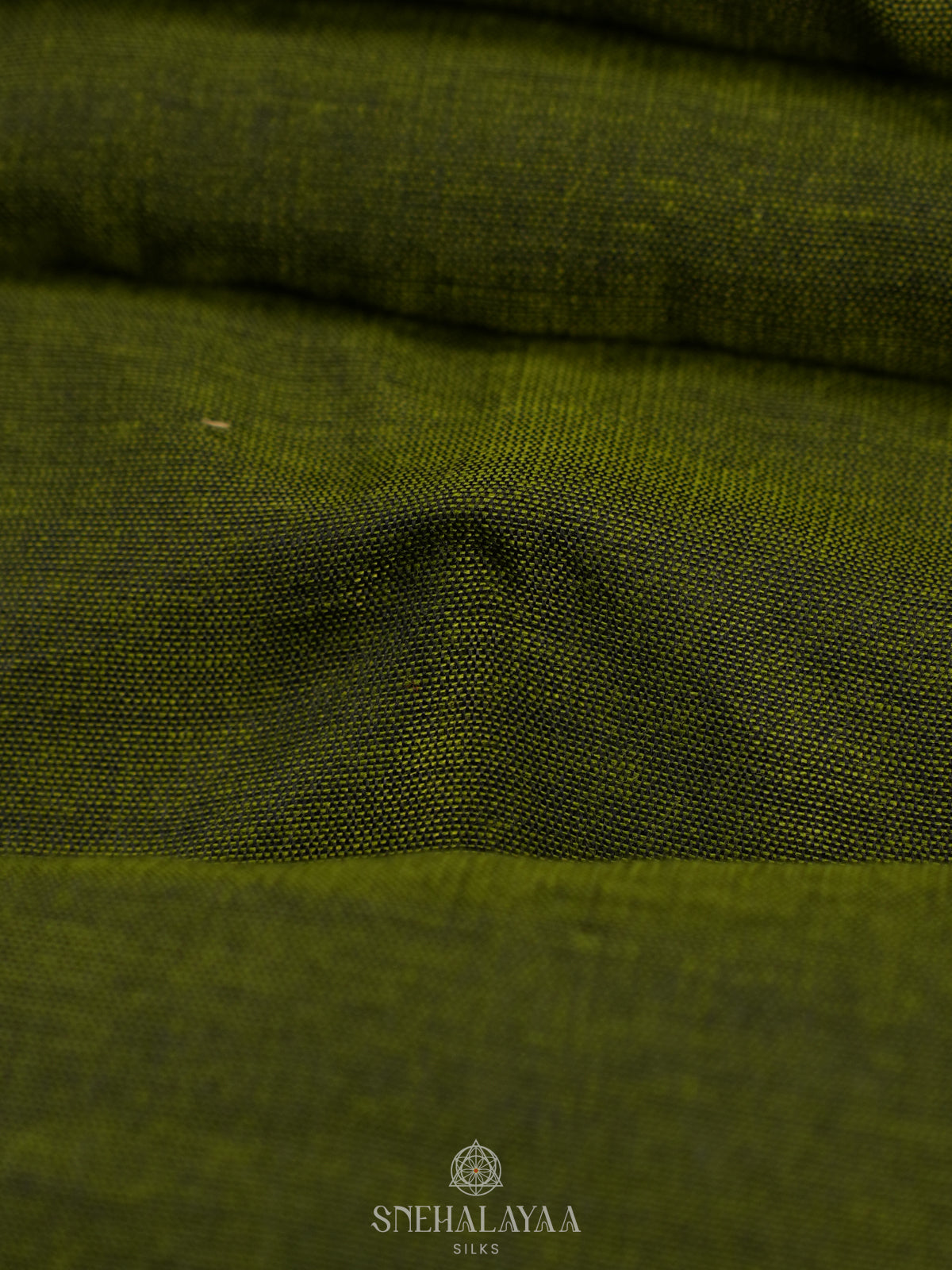 Green Khadi Cotton Saree With Cotton Blouse