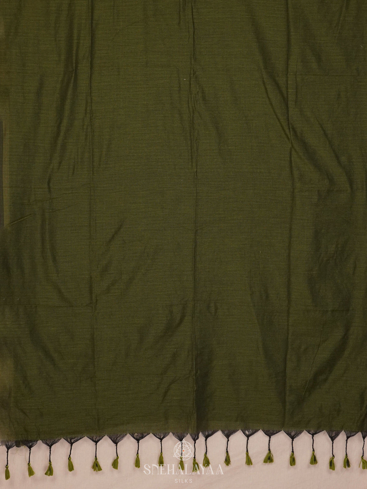 Green Khadi Cotton Saree With Cotton Blouse