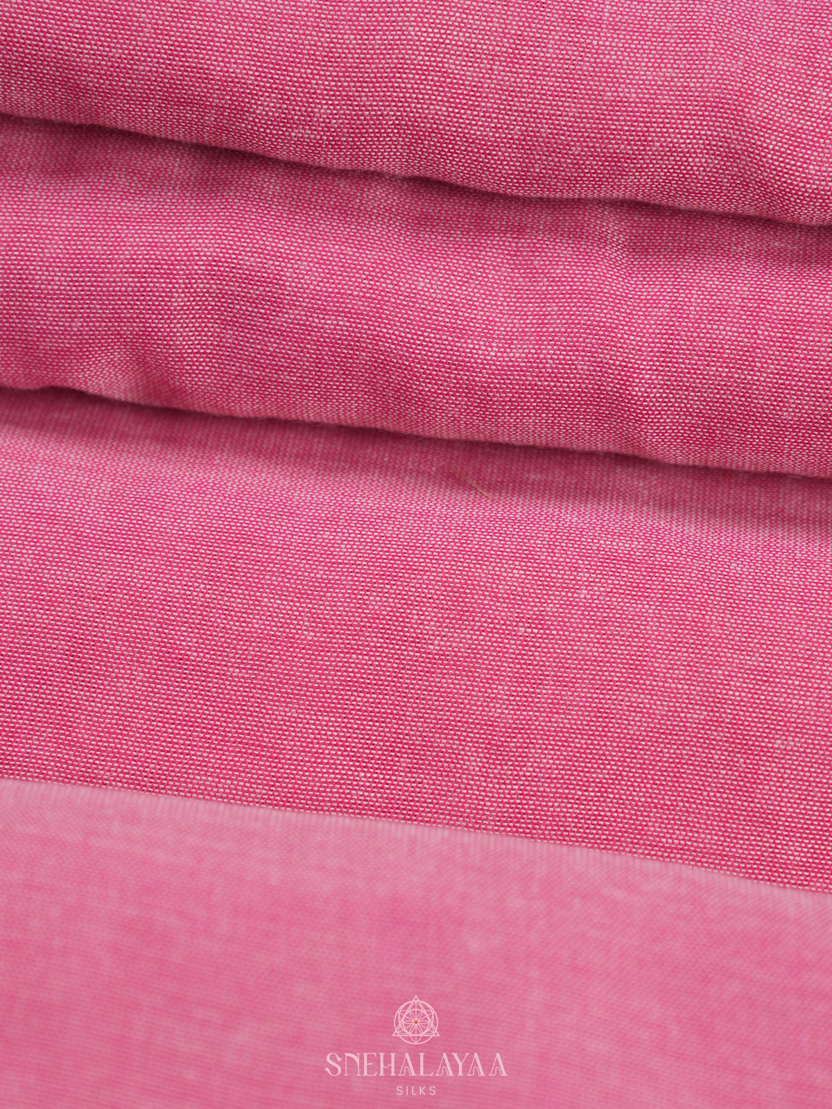 Pink Khadi Cotton Saree With Cotton Blouse