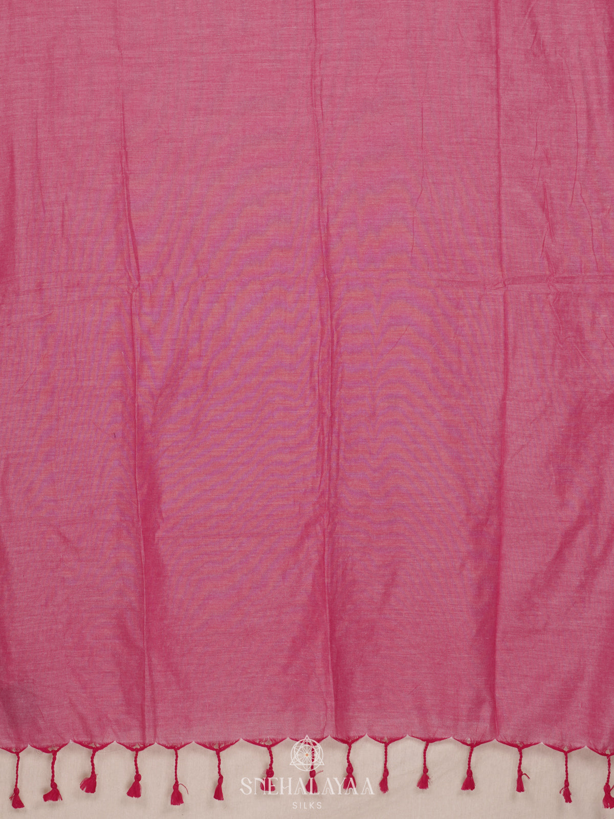 Pink Khadi Cotton Saree With Cotton Blouse
