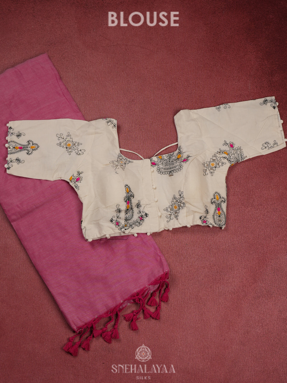 Pink Khadi Cotton Saree With Cotton Blouse