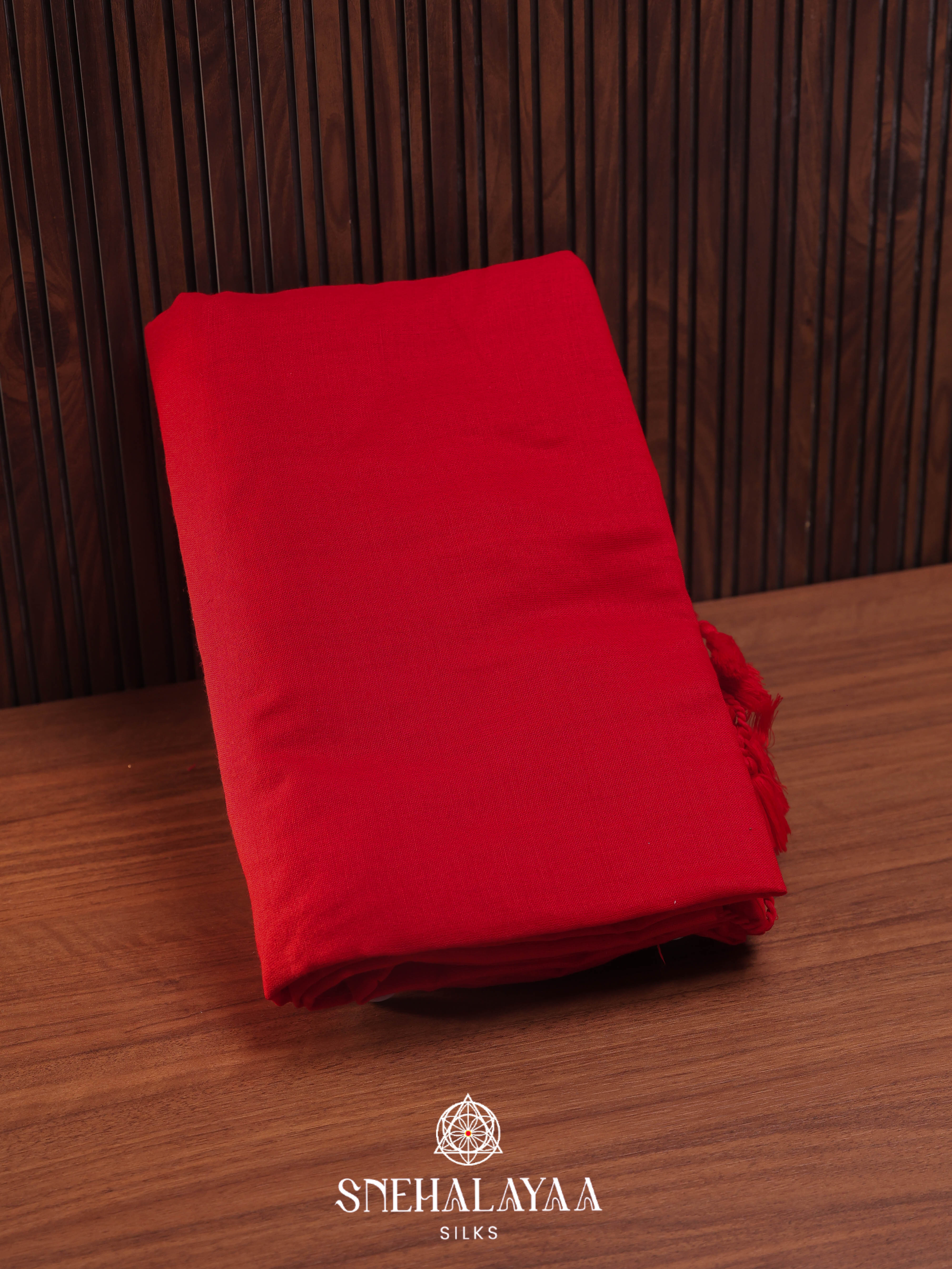 Red Khadi Cotton Saree