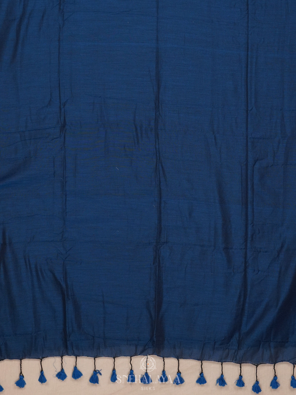 Navy Blue Khadi Cotton Saree With Cotton Blouse