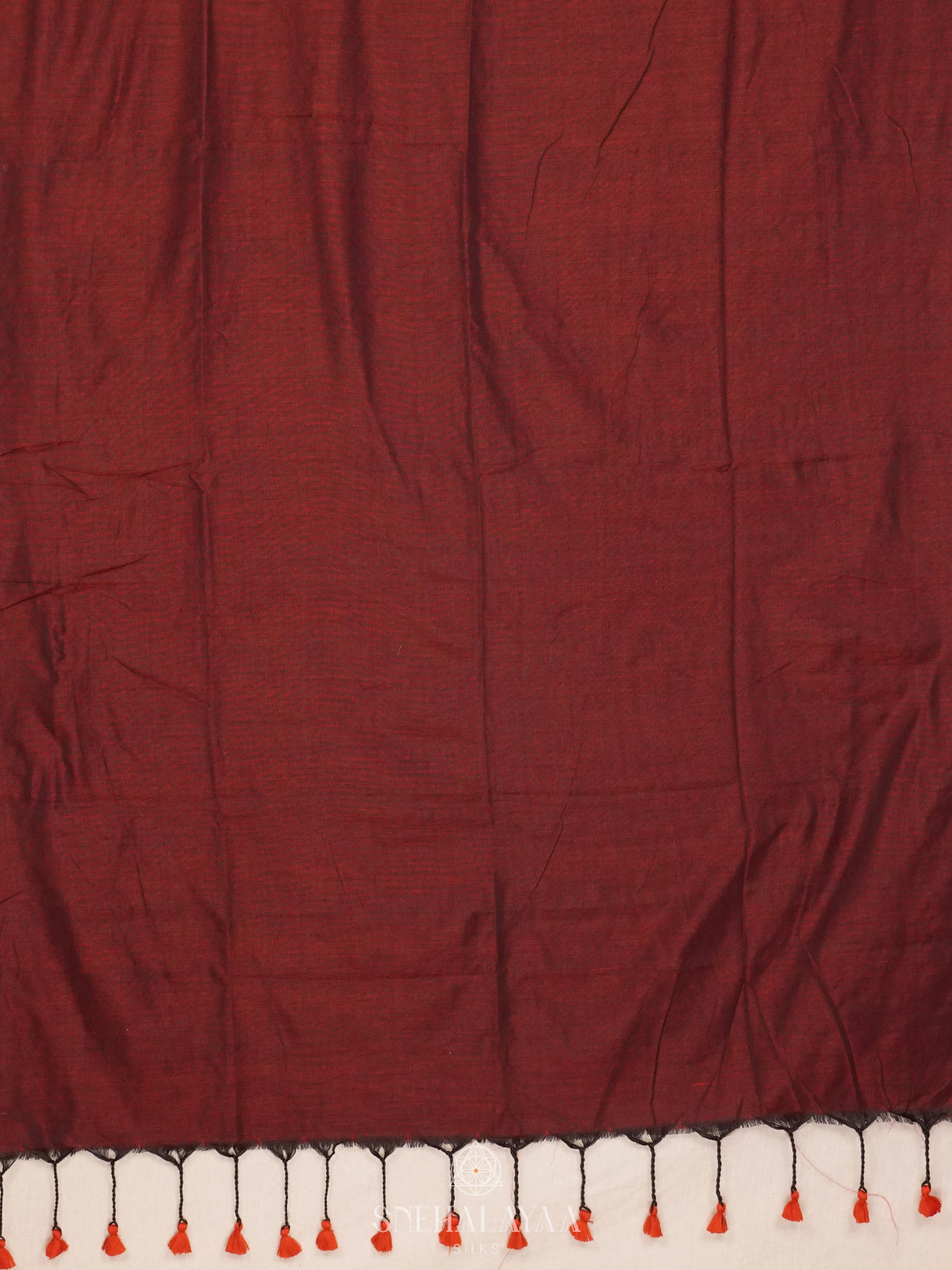 Maroon Khadi Cotton Saree With Cotton Blouse
