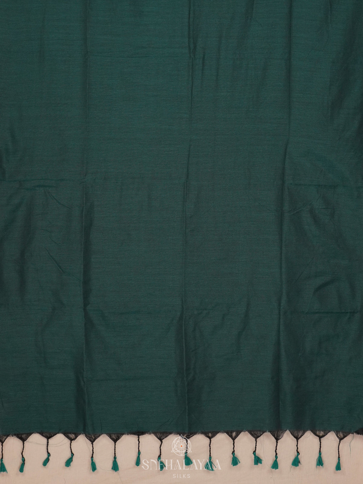Forest Green Khadi Cotton Saree With Cotton Blouse