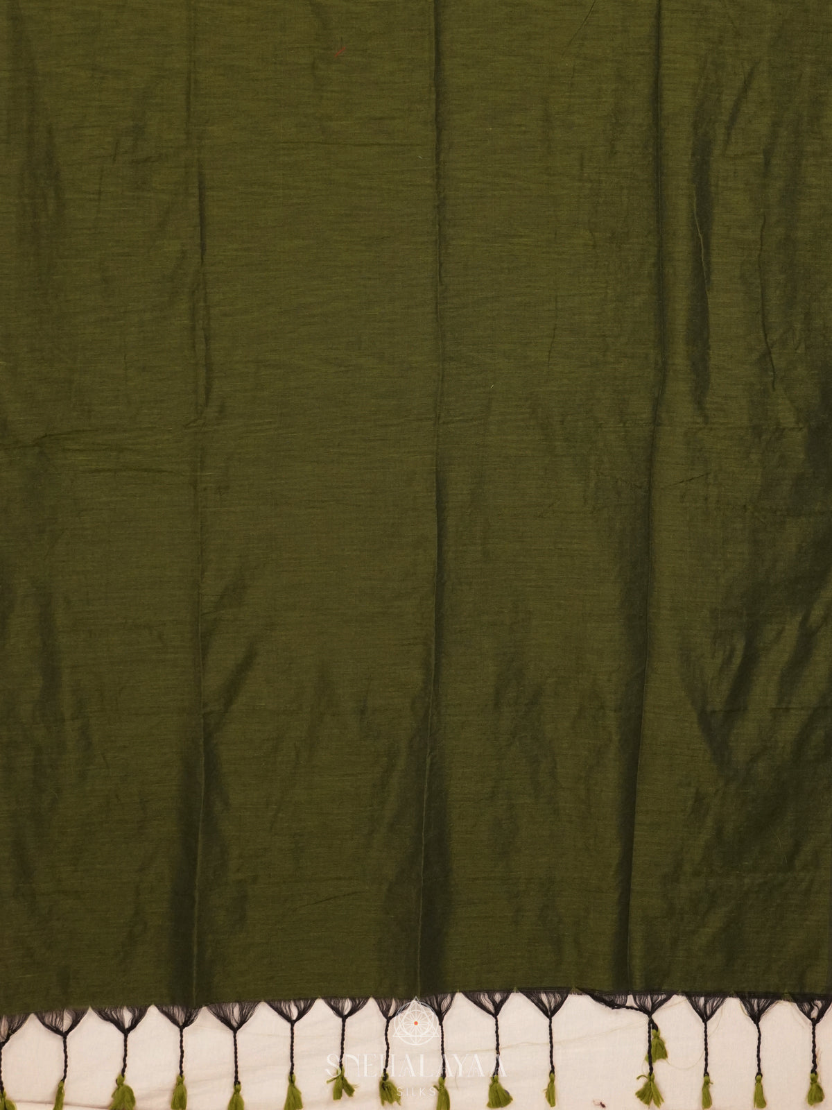 Green Khadi Cotton Saree With Cotton Blouse