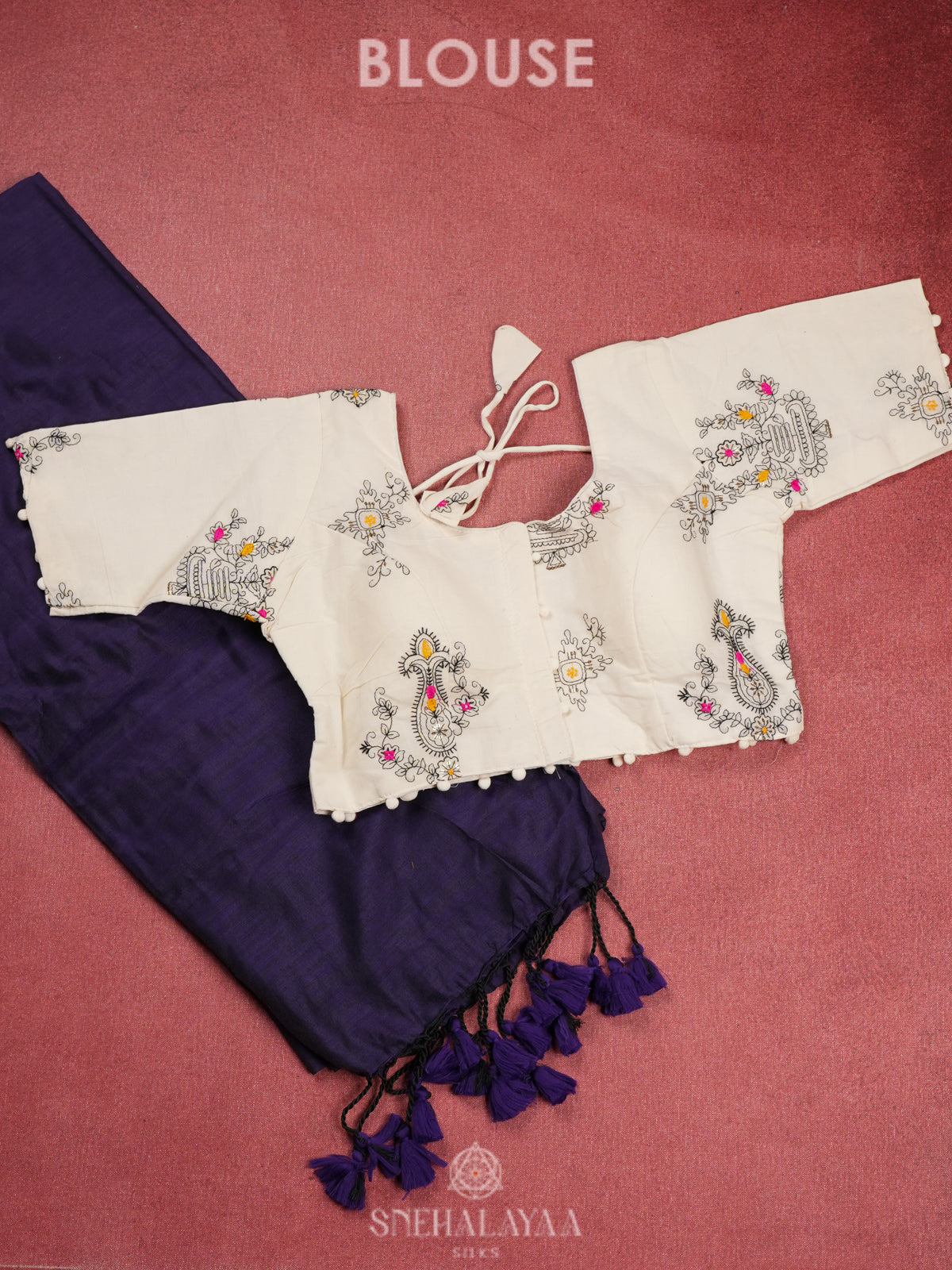 Purple Khadi Cotton Saree With Cotton Blouse