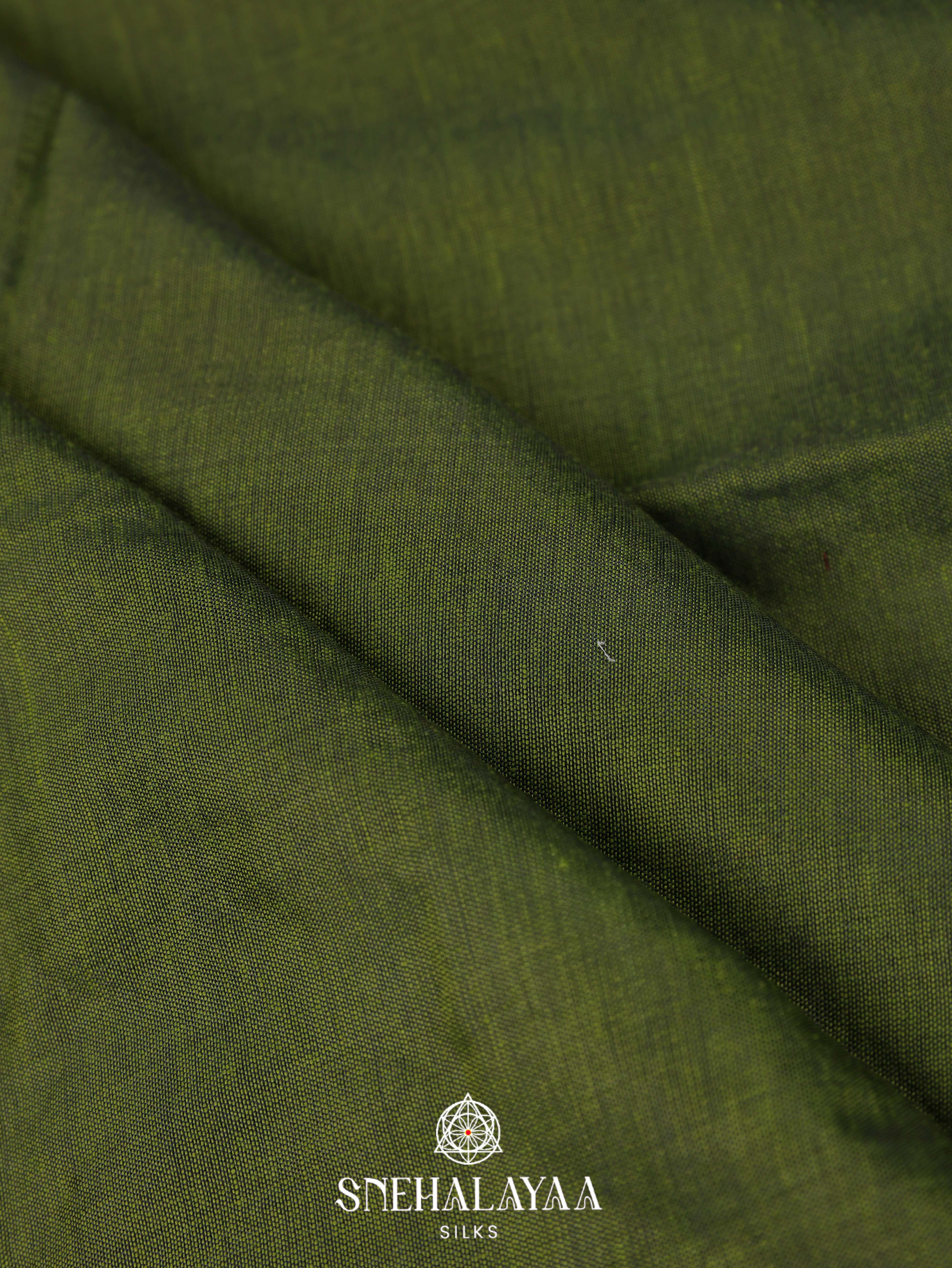 Olive Green Khadi Cotton Saree