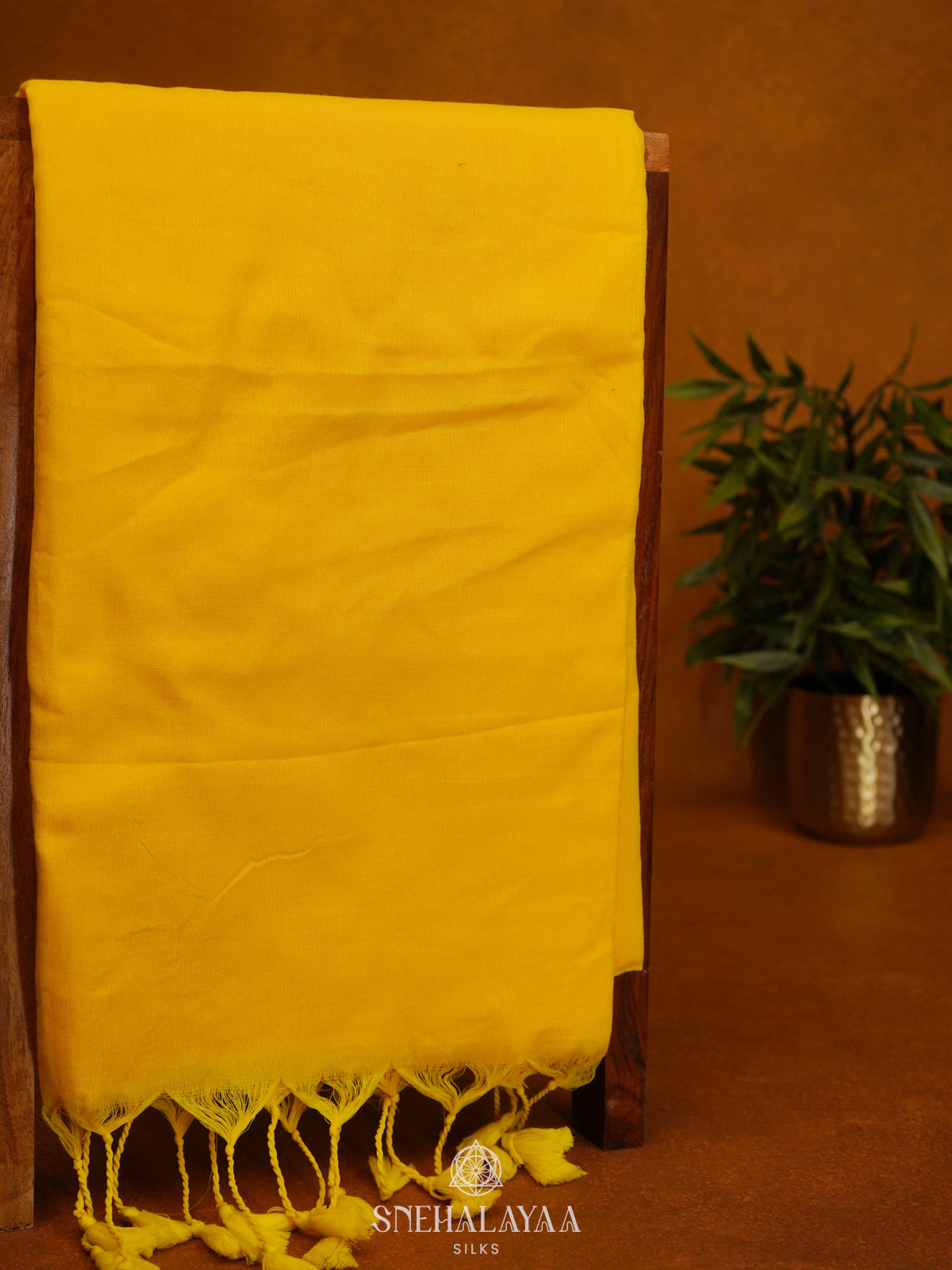 Yellow Khadi Cotton Saree With Cotton Blouse