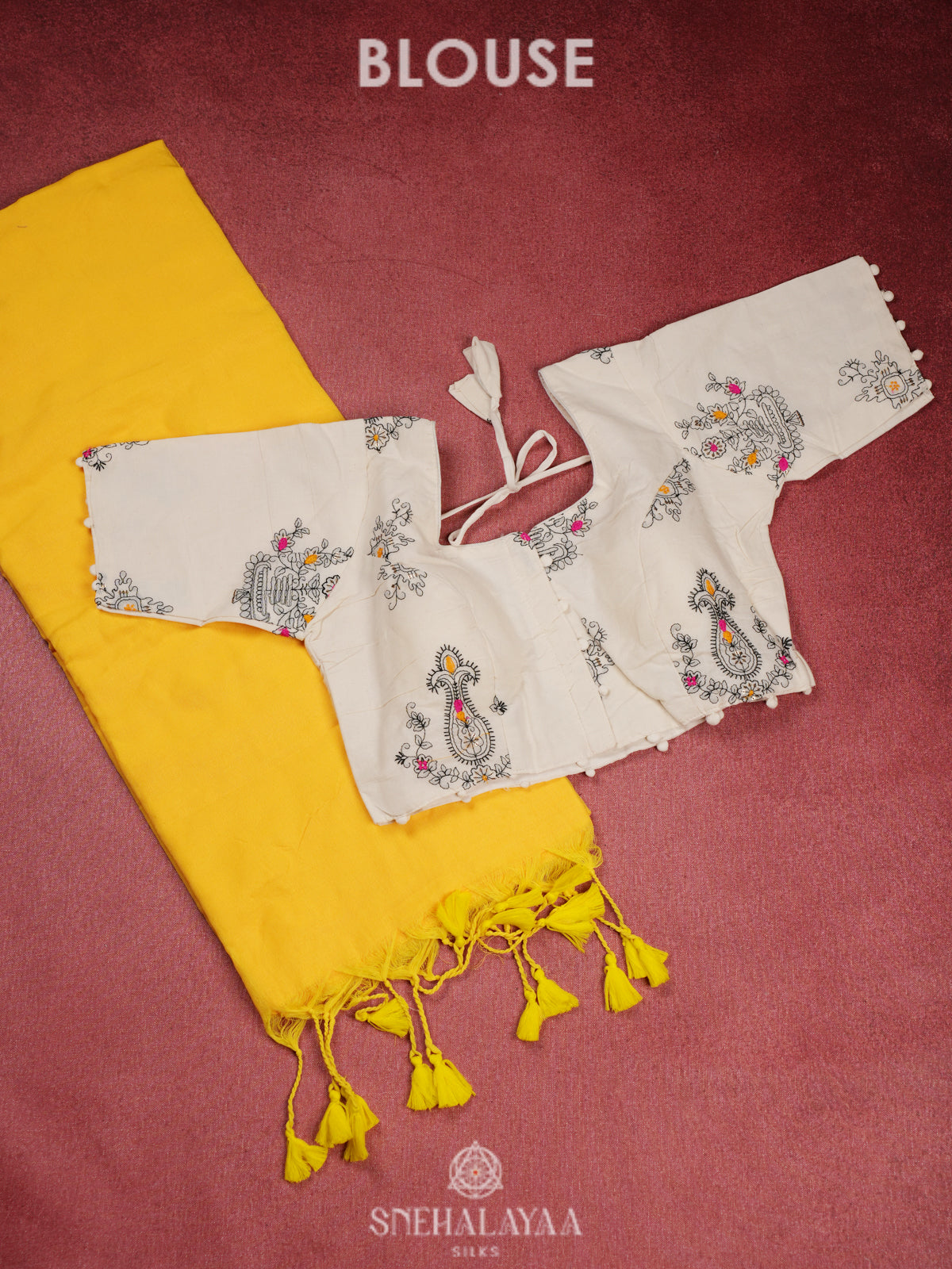 Yellow Khadi Cotton Saree With Cotton Blouse