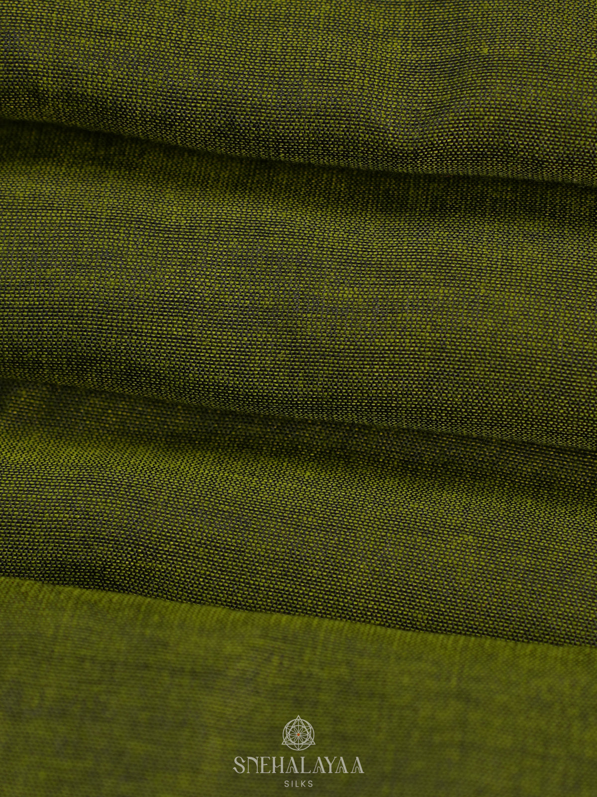Green Khadi Cotton Saree With Cotton Blouse