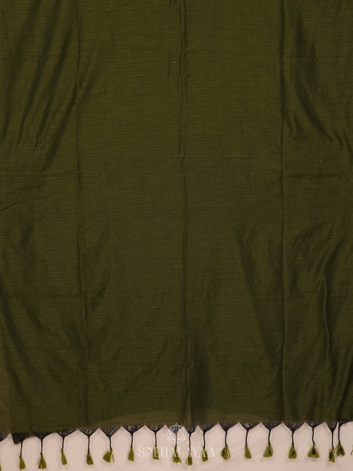 Green Khadi Cotton Saree With Cotton Blouse