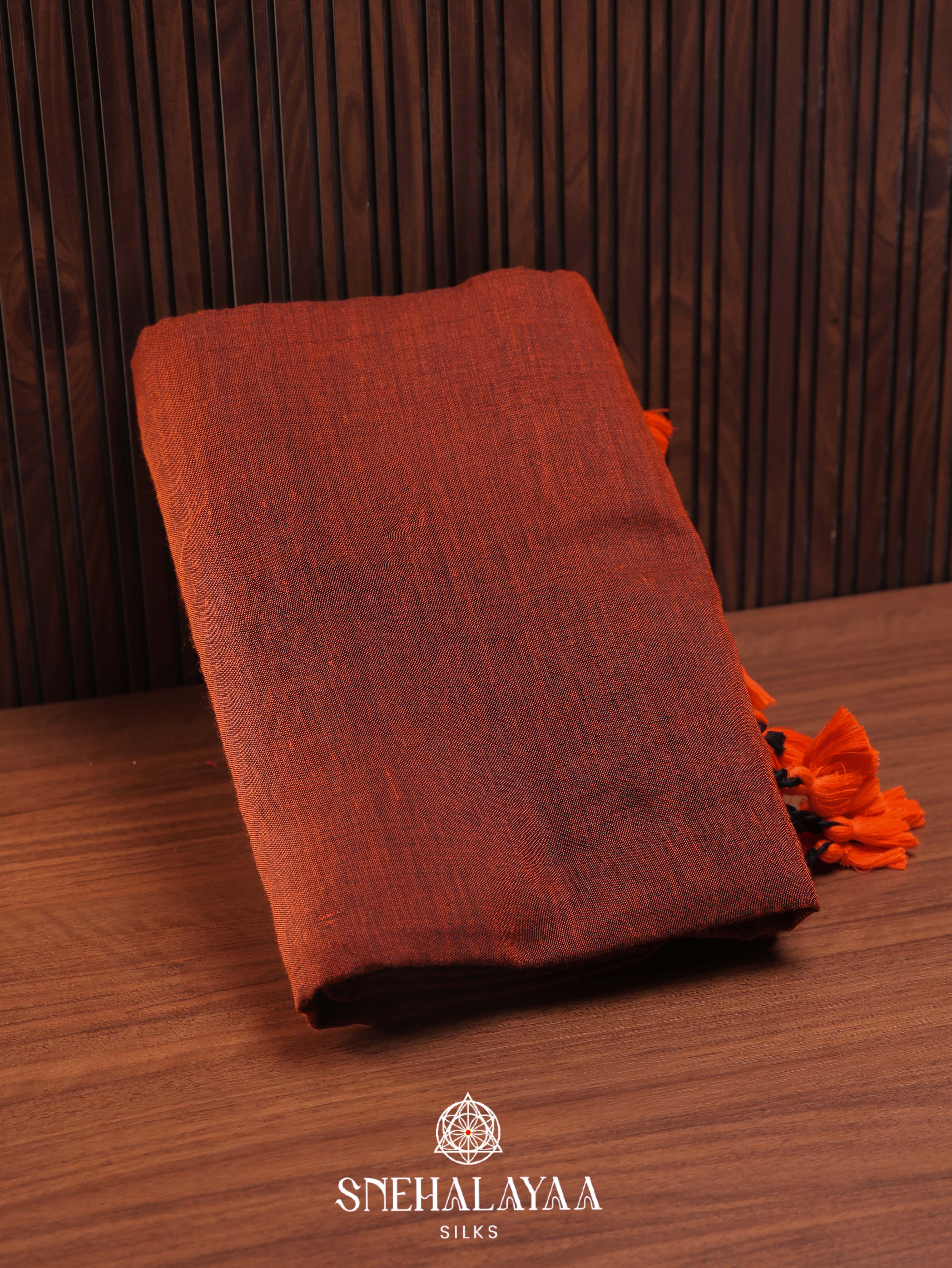 Brown  Khadi Cotton Saree