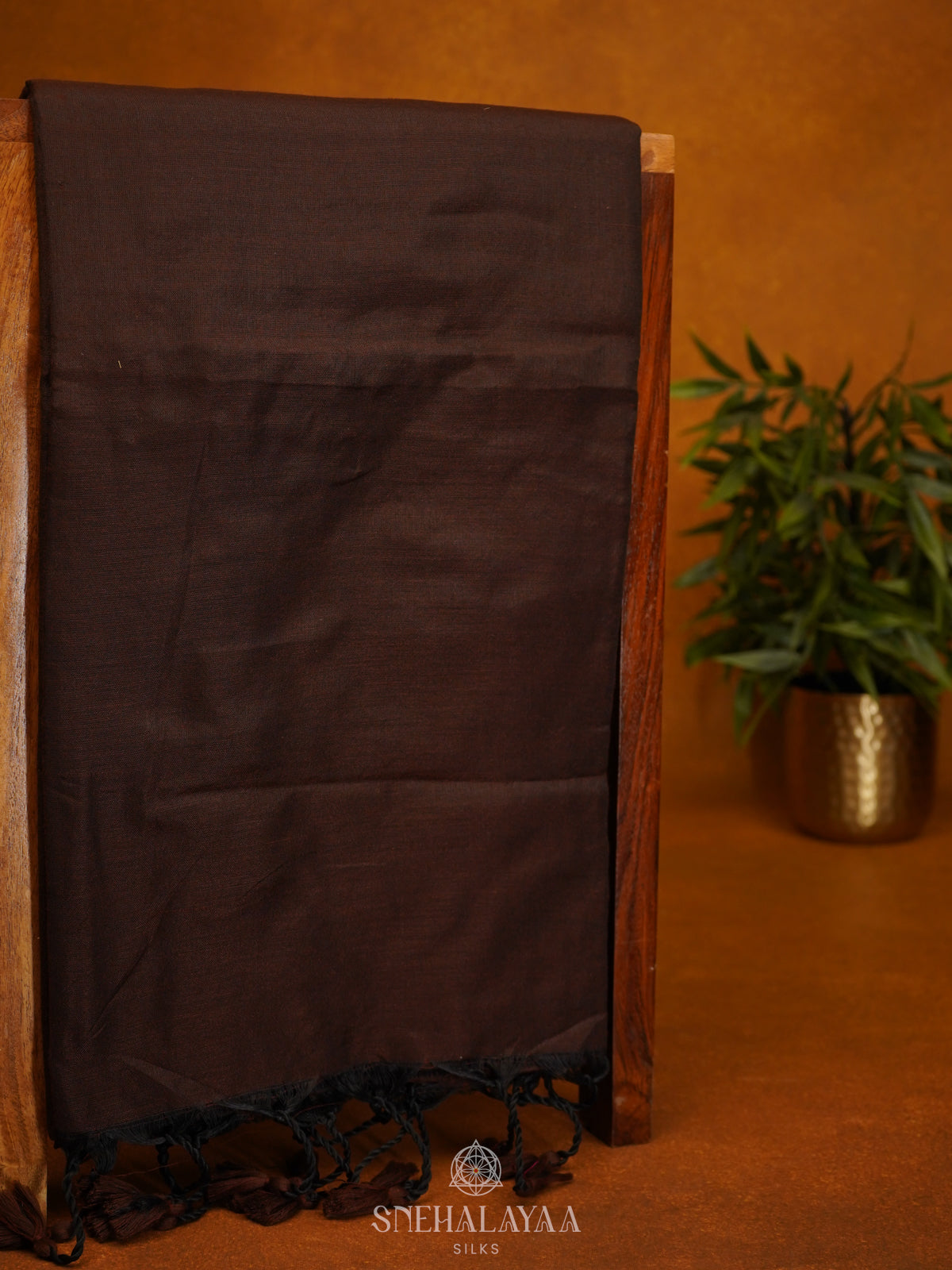 Coffee Brown Khadi Cotton Saree With Cotton Blouse