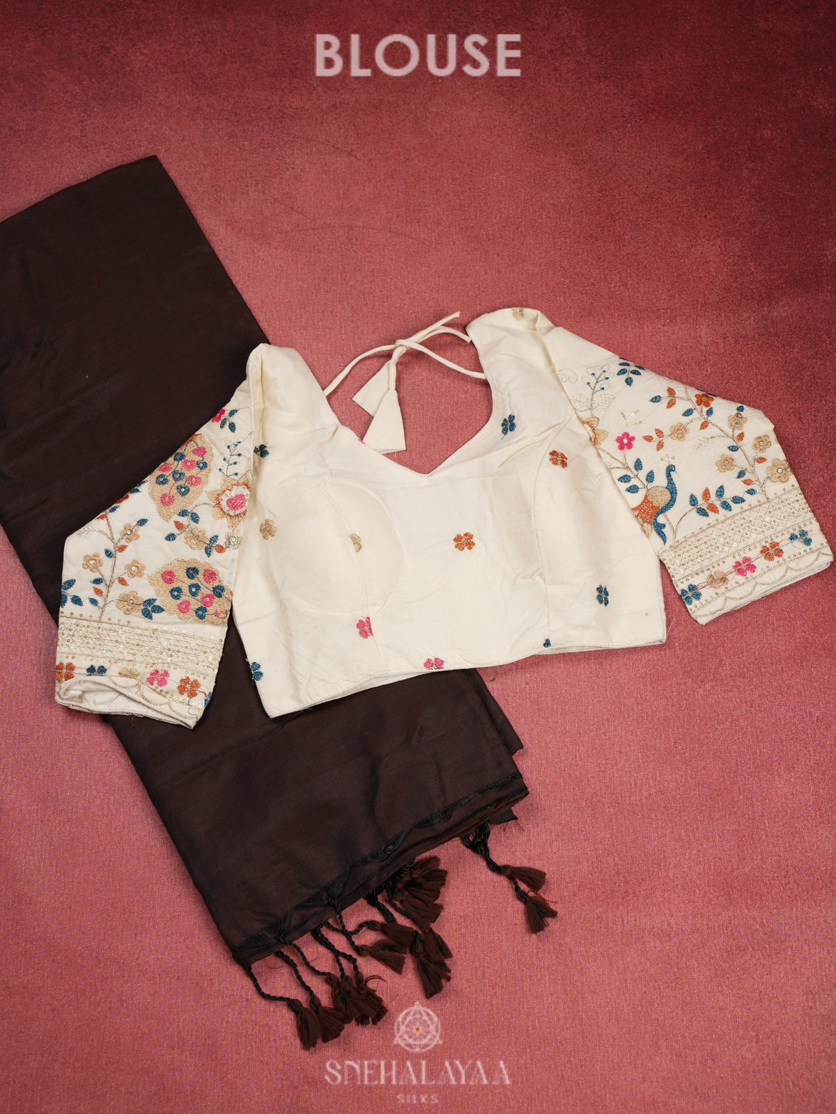 Coffee Brown Khadi Cotton Saree With Cotton Blouse
