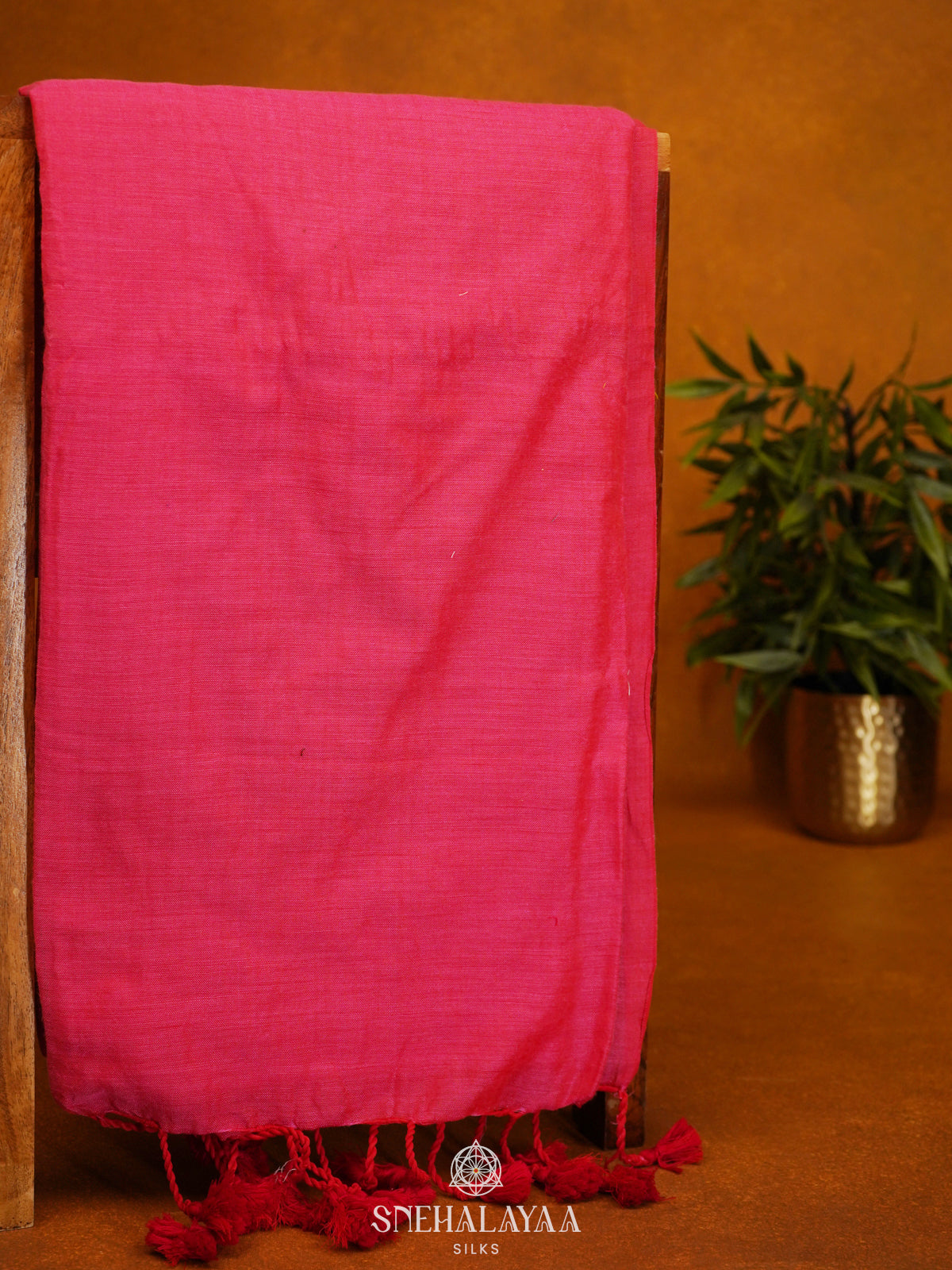 Pink Khadi Cotton Saree With Cotton Blouse