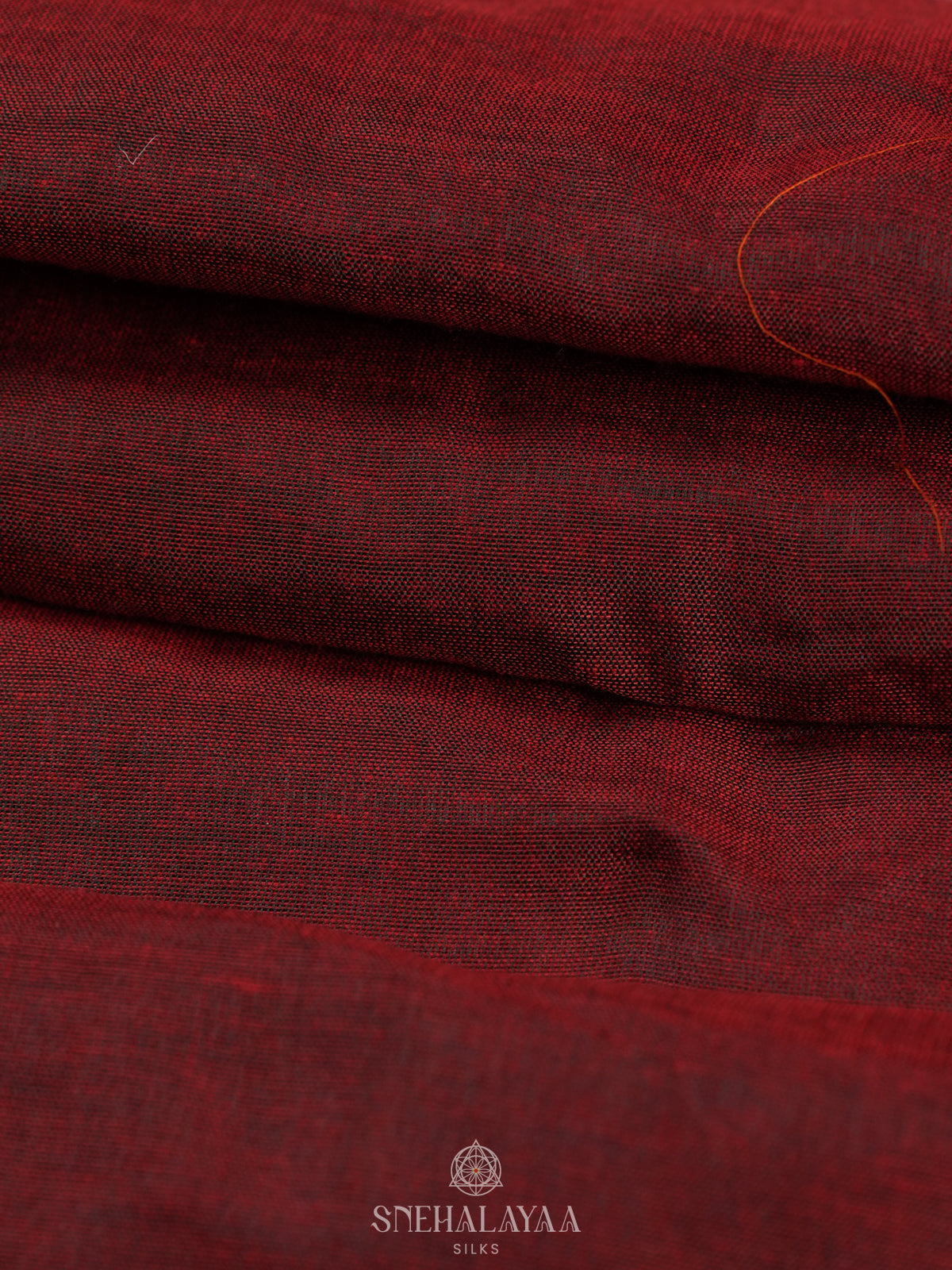 Maroon Khadi Cotton Saree With Cotton Blouse