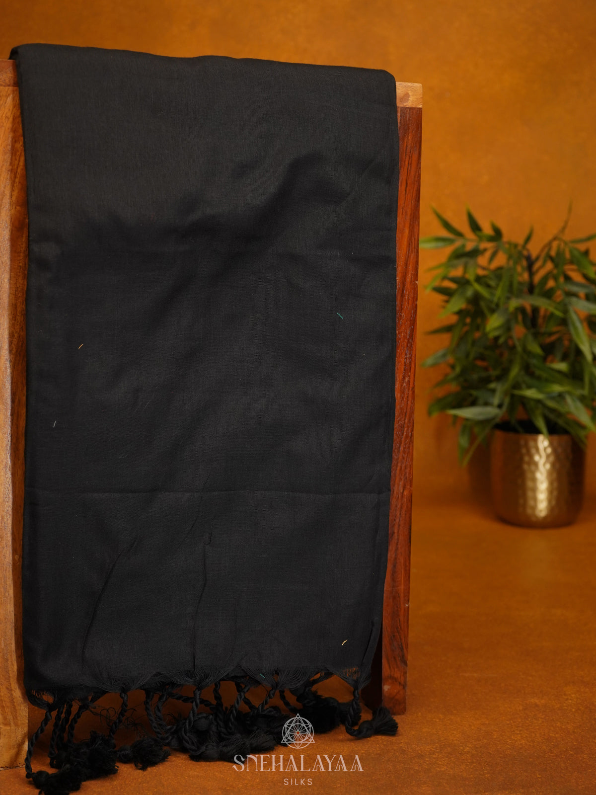 Black Khadi Cotton Saree With Cotton Blouse